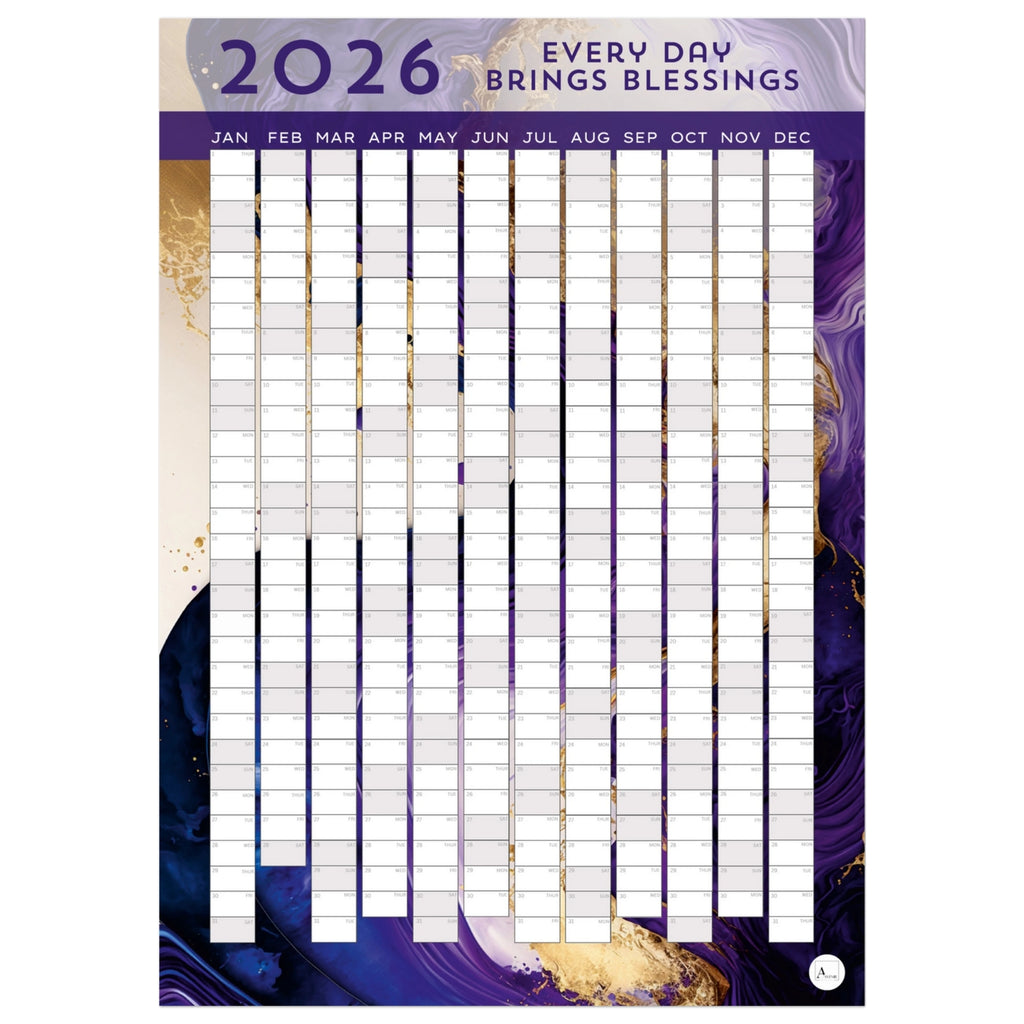 GOLDEN AMETHYST - Every Day Brings Blessings 2026 wall planner 50x70cm