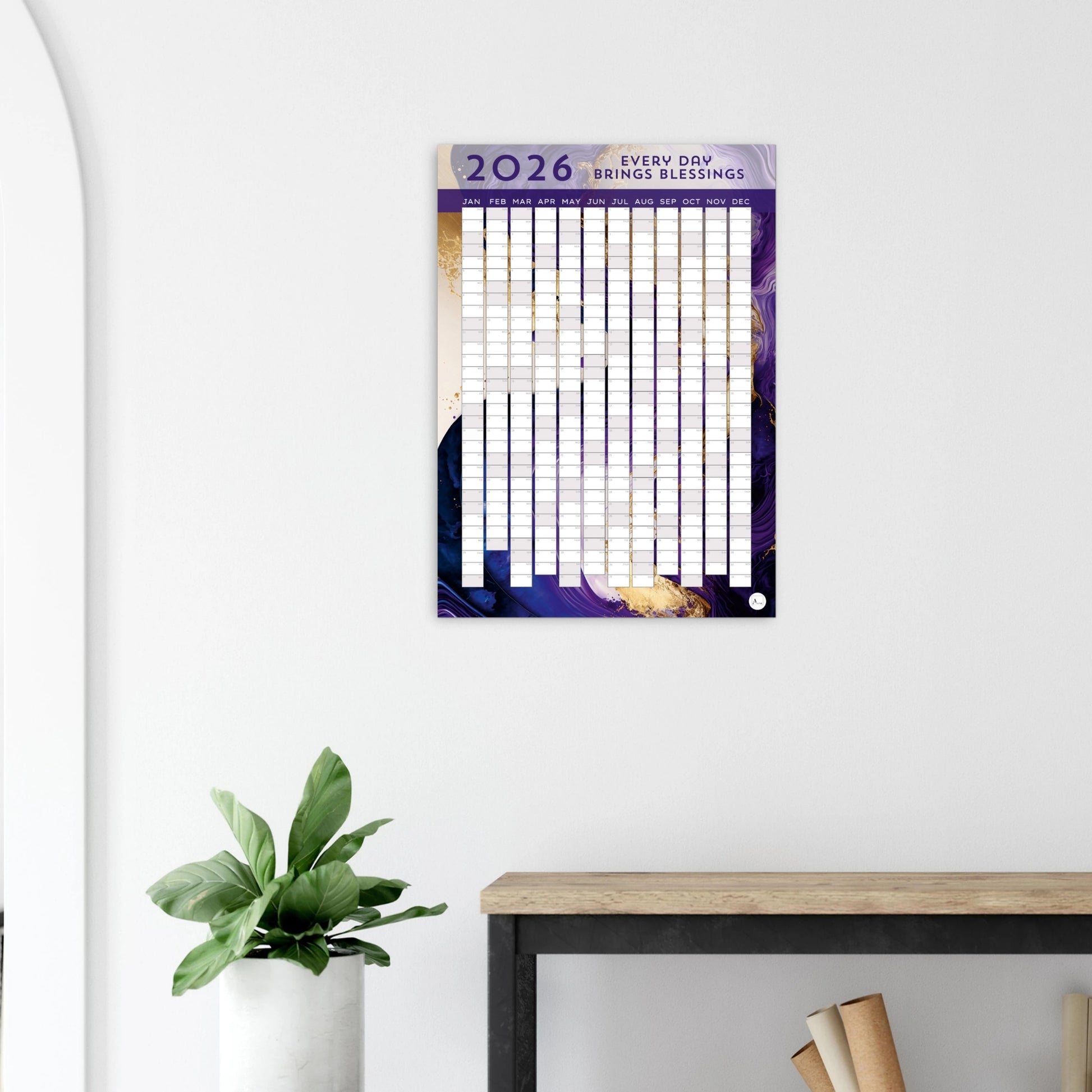 GOLDEN AMETHYST - Every Day Brings Blessings 2026 wall planner 50x70cm