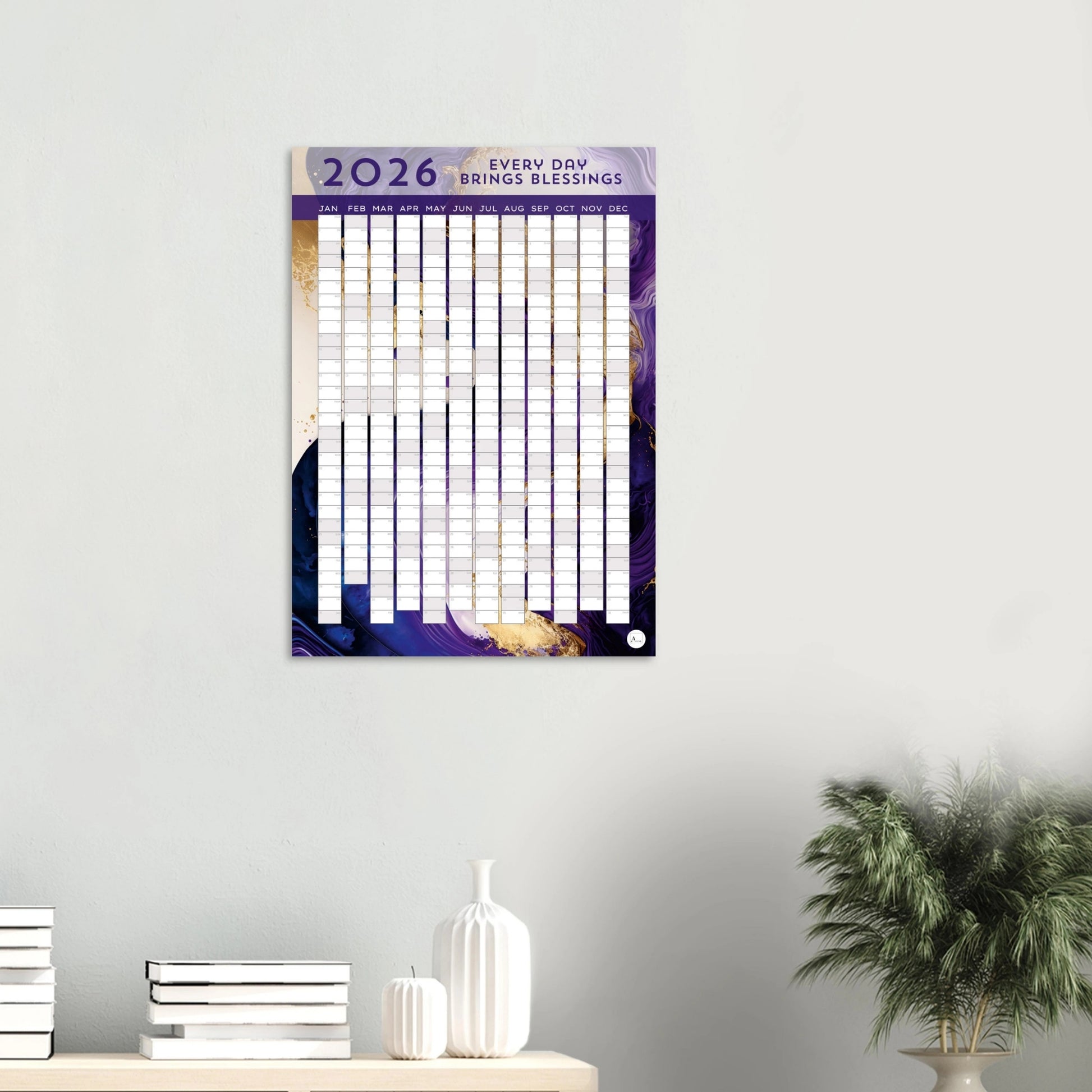 GOLDEN AMETHYST - Every Day Brings Blessings 2026 wall planner 50x70cm