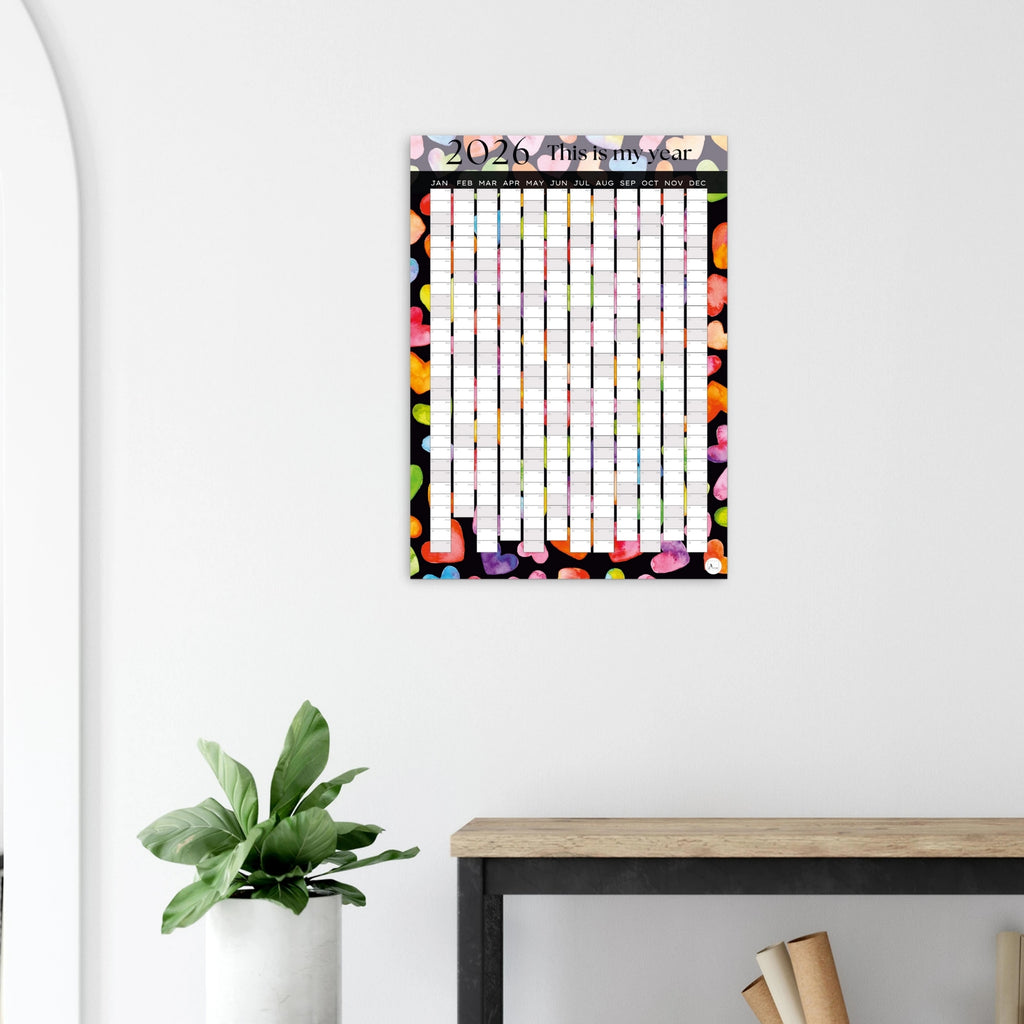 COLOURFUL HEARTS - This is my year 2026 wall planner 50x70cm