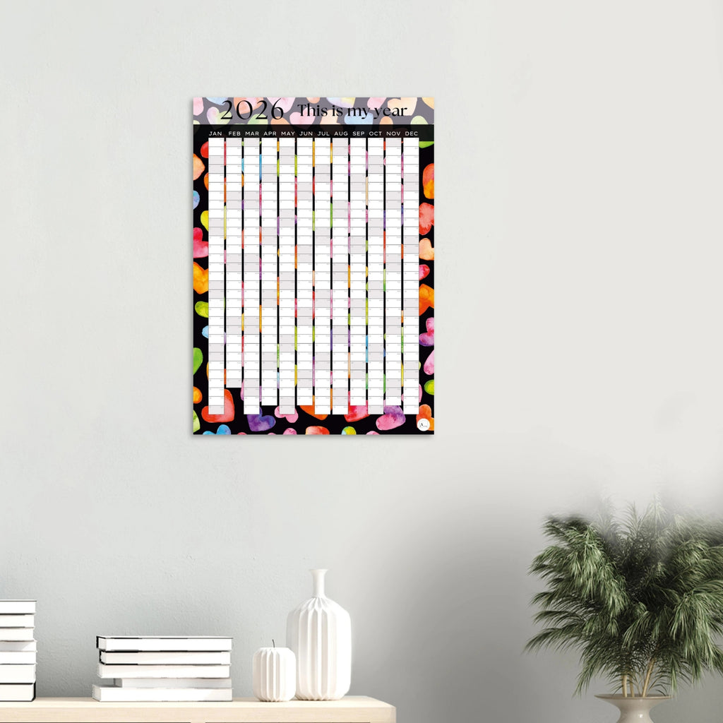 COLOURFUL HEARTS - This is my year 2026 wall planner 50x70cm