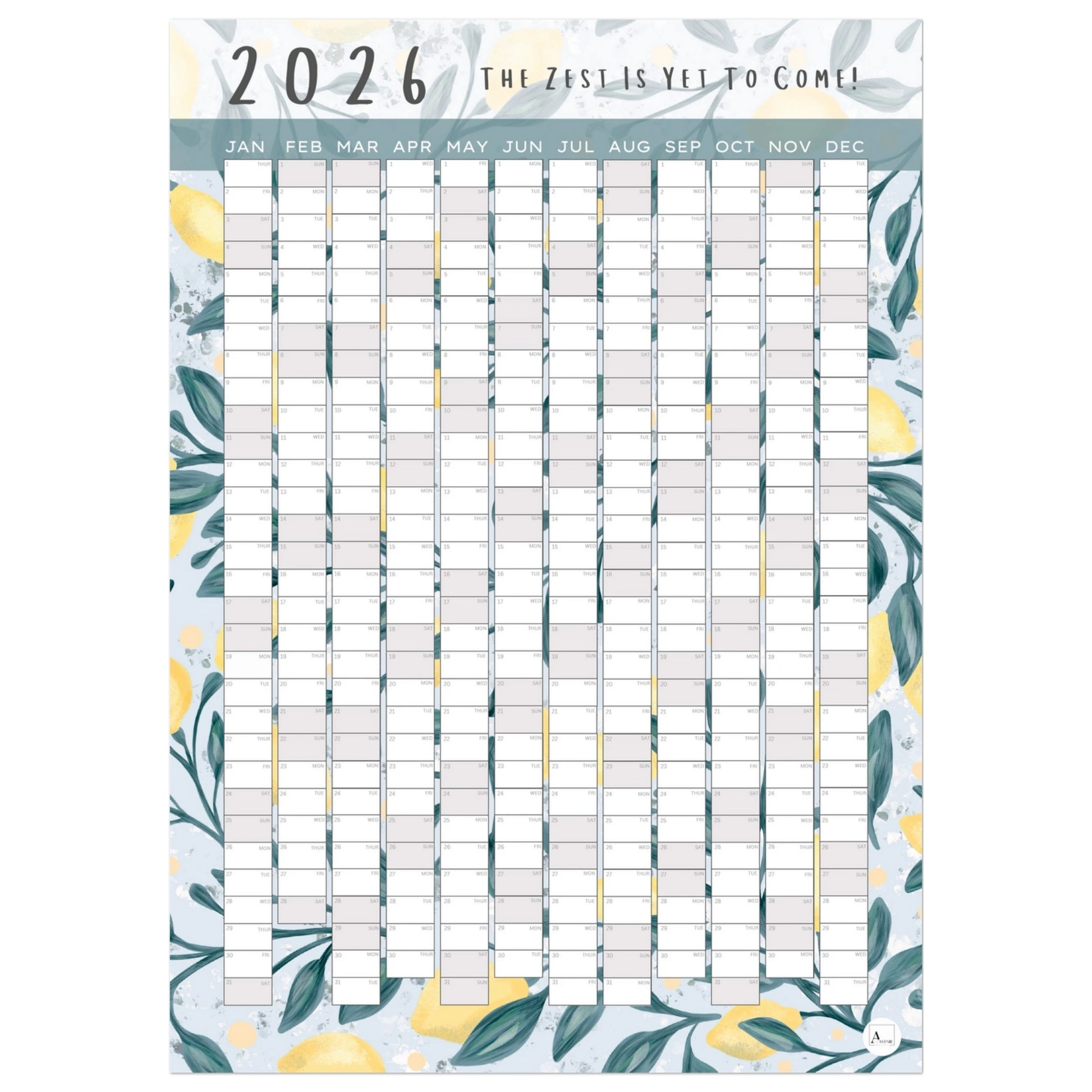LEAFY LEMONS - The Zest Is Yet To Come 2026 wall planner 50x70cm