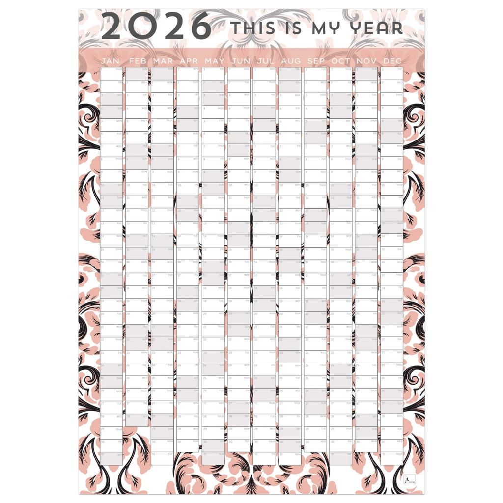 PEACH DAMASK - This is my year 2026 wall planner 50x70cm