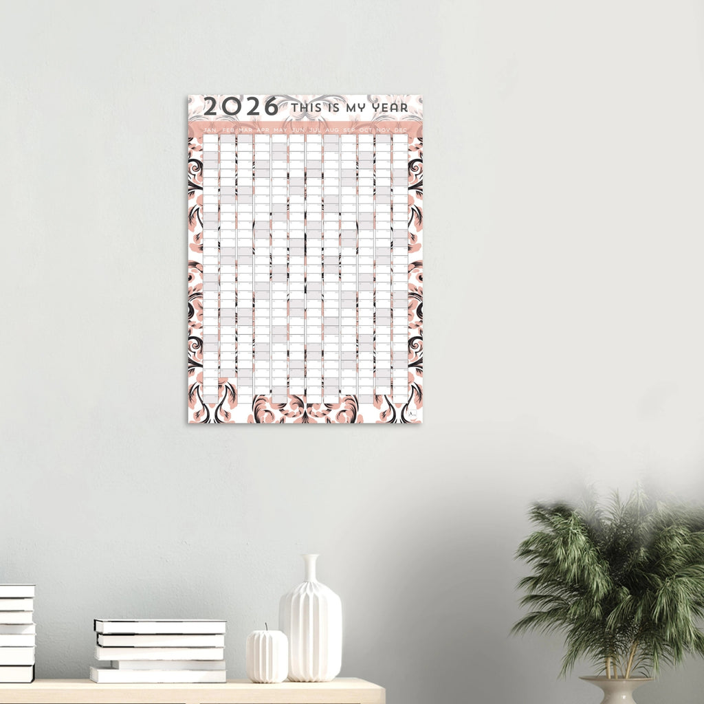 PEACH DAMASK - This is my year 2026 wall planner 50x70cm