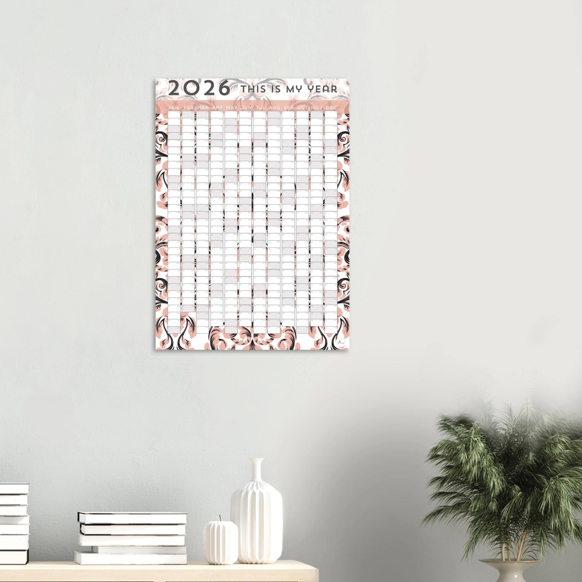 PEACH DAMASK - This is my year 2026 wall planner 50x70cm