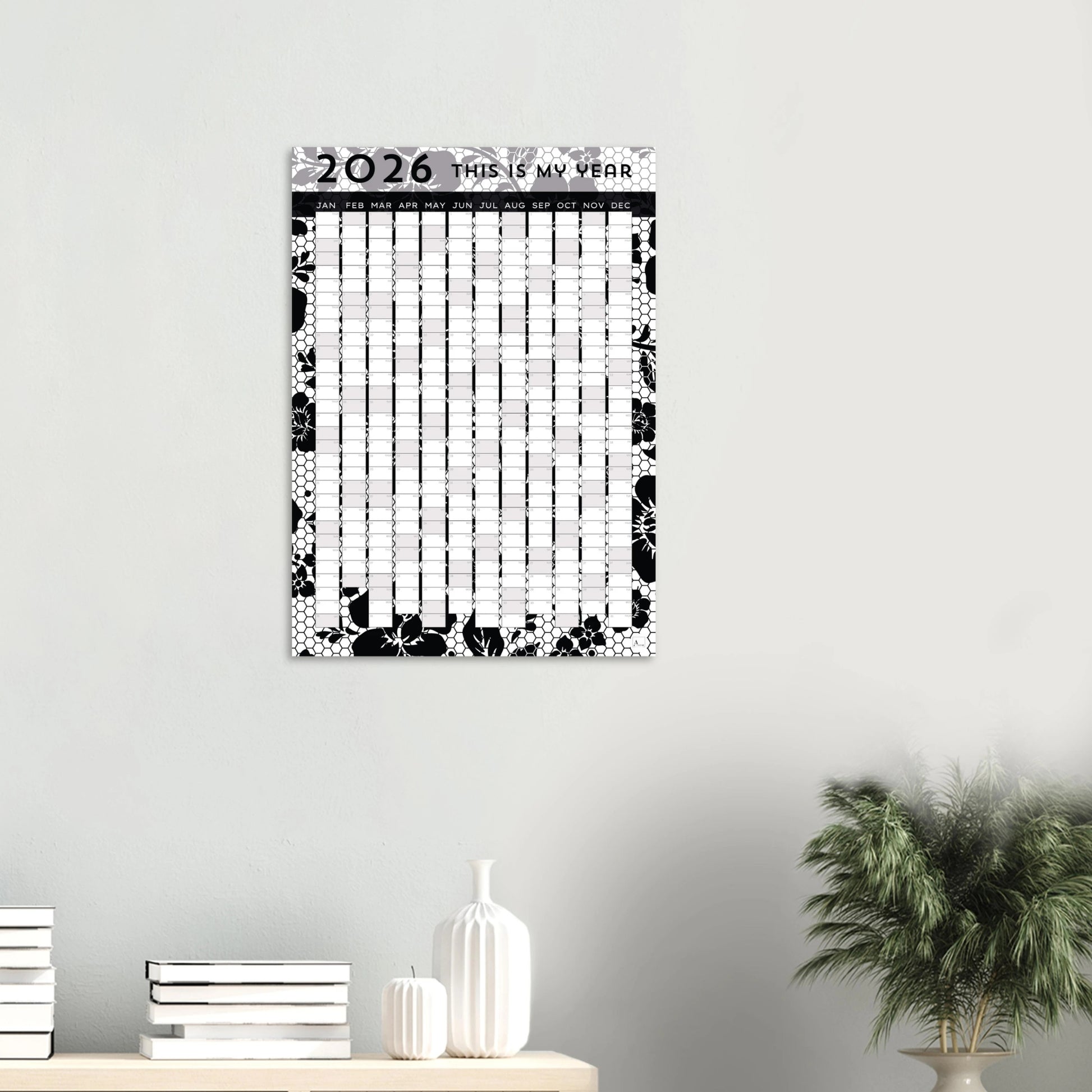 BLACK LACE - This is my year 2026 wall planner 50x70cm