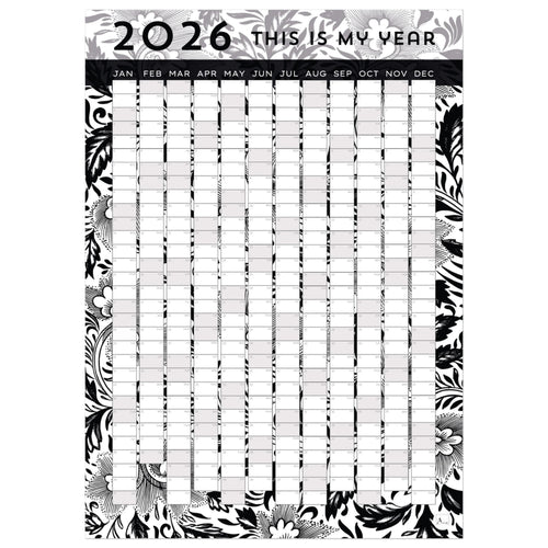 BLACK FLORAL - This is my year 2026 wall planner 50x70cm