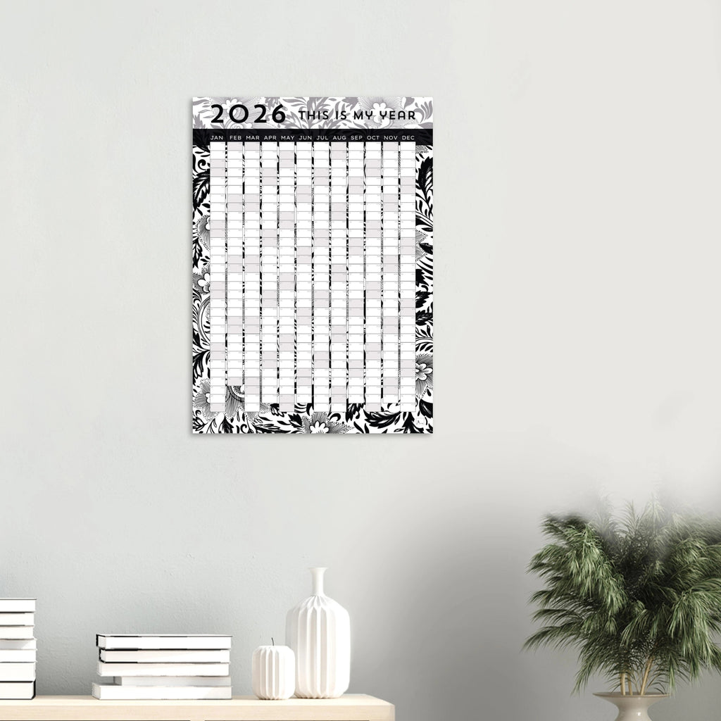 BLACK FLORAL - This is my year 2026 wall planner 50x70cm