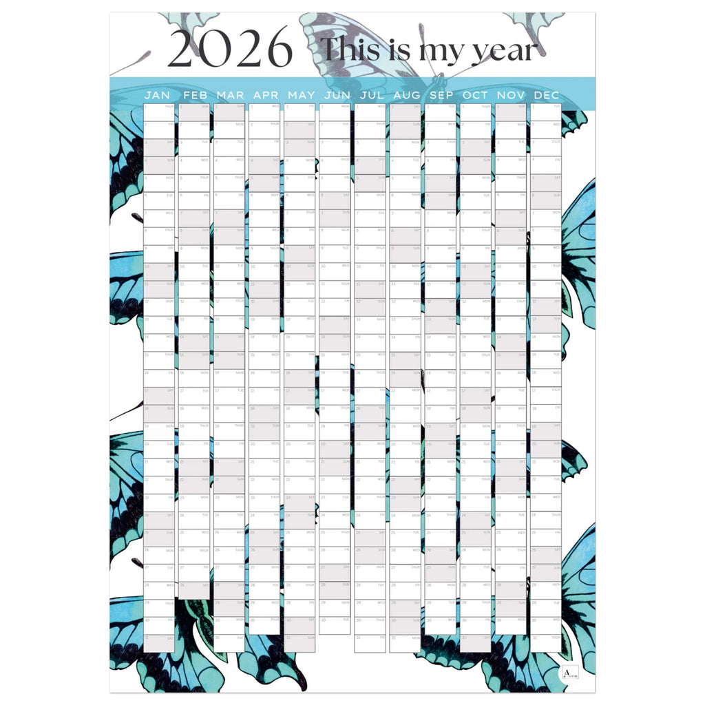 BLUE BUTTERFLIES - This is my year 2026 wall planner 50x70cm