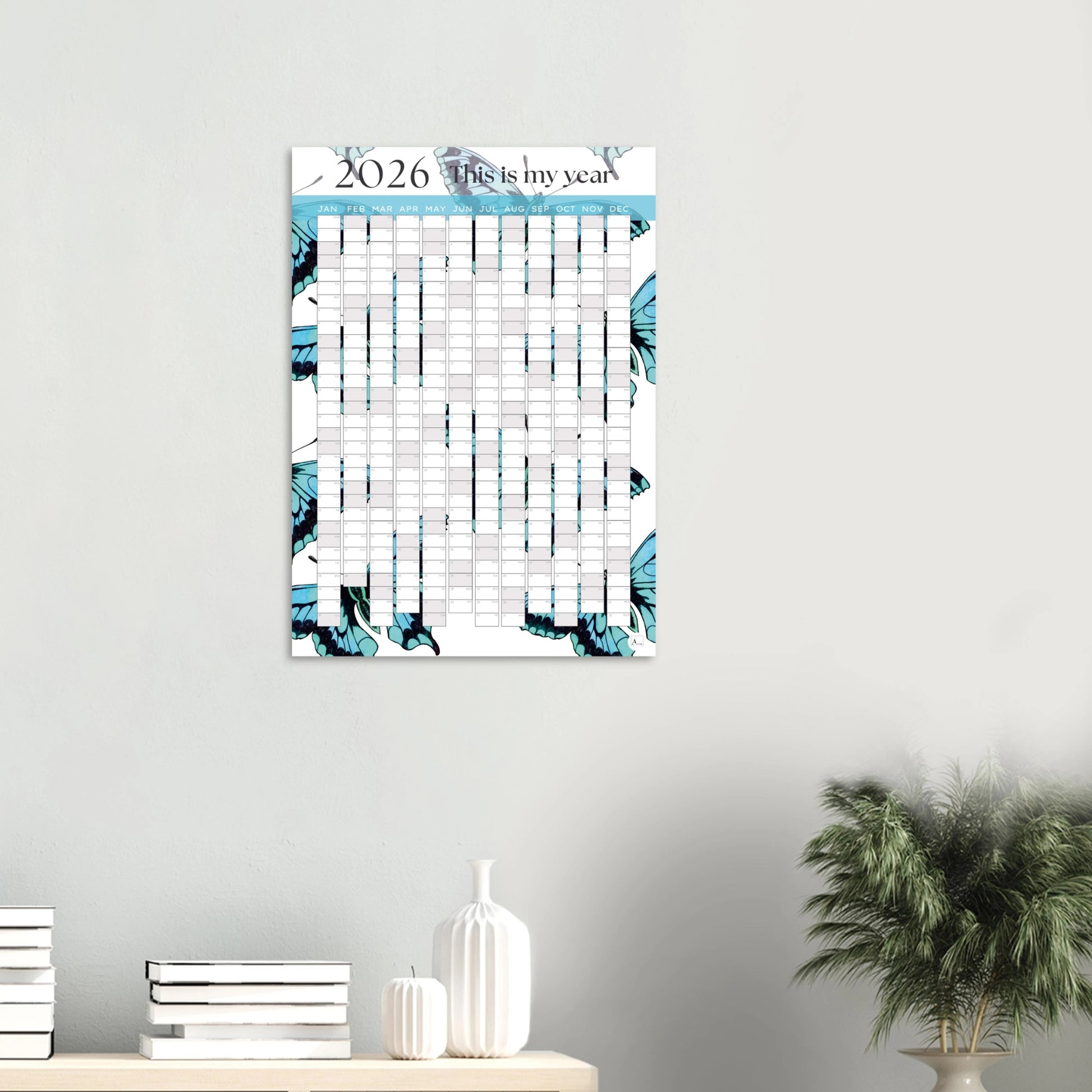 BLUE BUTTERFLIES - This is my year 2026 wall planner 50x70cm