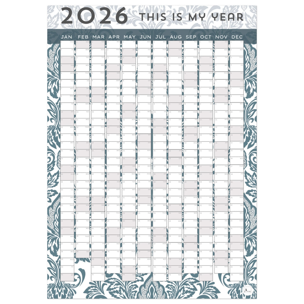 BLUE DAMASK - This is my year 2026 wall planner 50x70cm