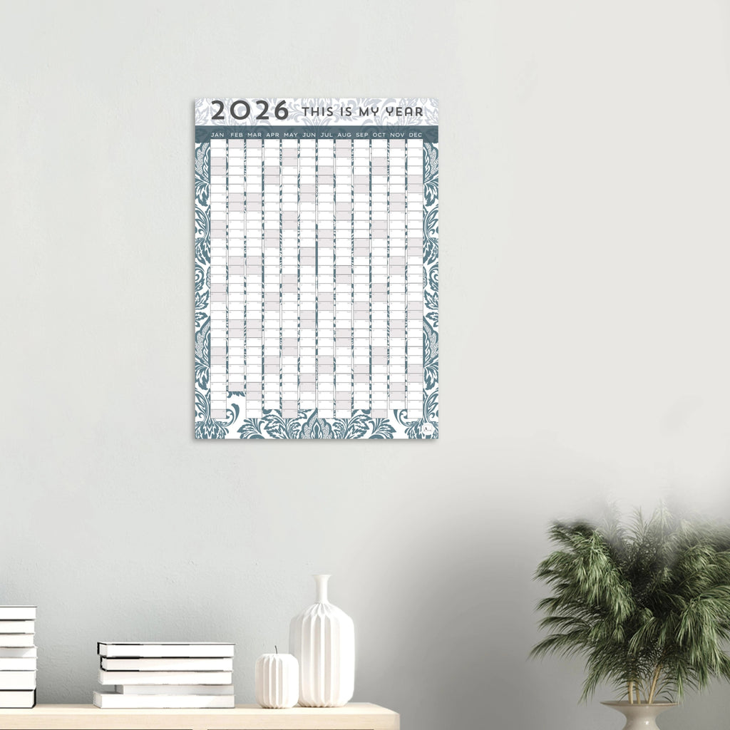BLUE DAMASK - This is my year 2026 wall planner 50x70cm