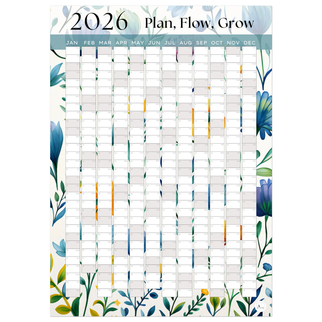 MIXED BLOOMS - Plan, Flow, Grow 2026 wall planner 50x70cm