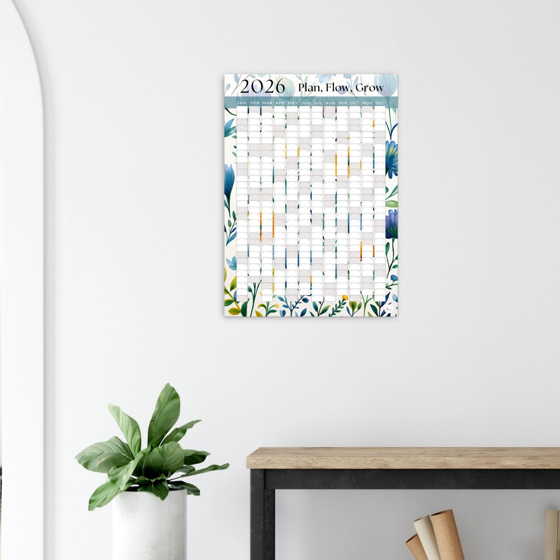 MIXED BLOOMS - Plan, Flow, Grow 2026 wall planner 50x70cm