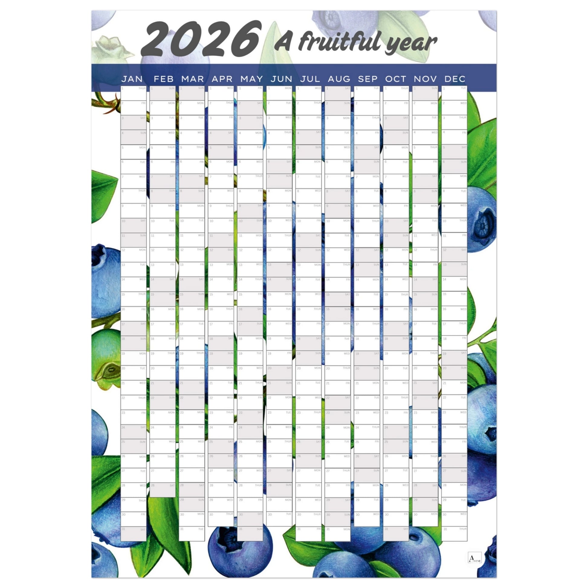 BLUEBERRY - A Fruitful Year 2026 wall planner 50x70cm