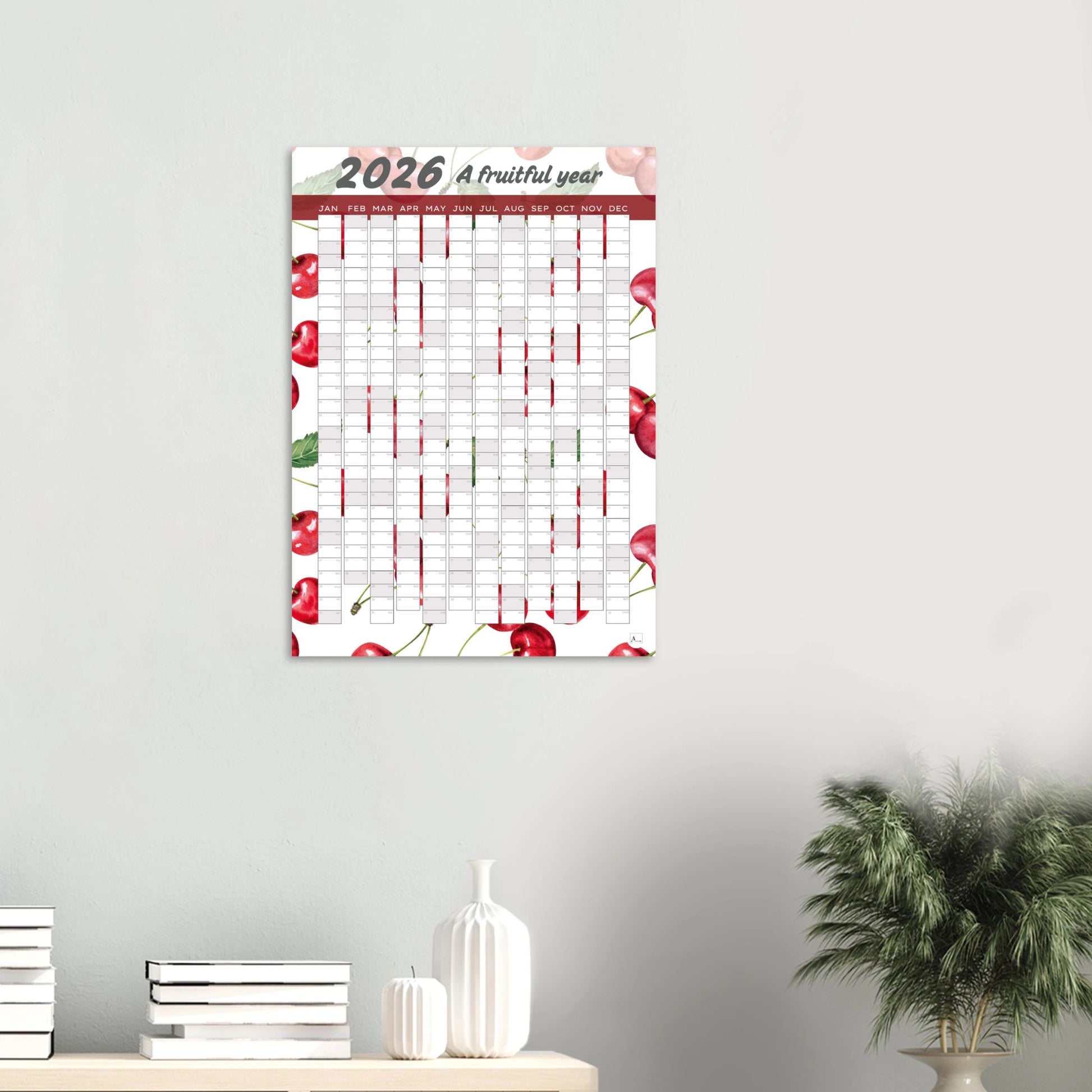 CHERRIES - A Fruitful Year 2026 wall planner 50x70cm