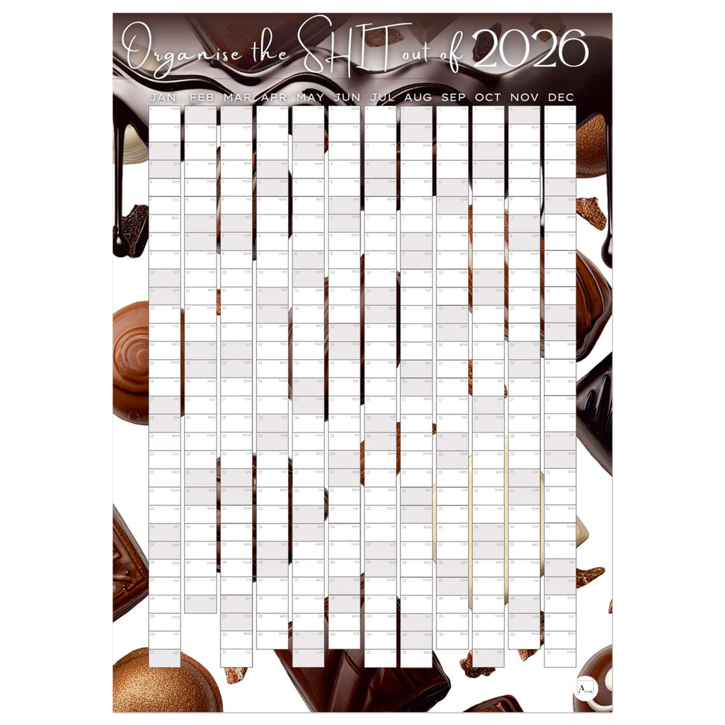 DRIPPY CHOCOLATES - Organise the SHIT out of 2026 wall planner 50x70cm