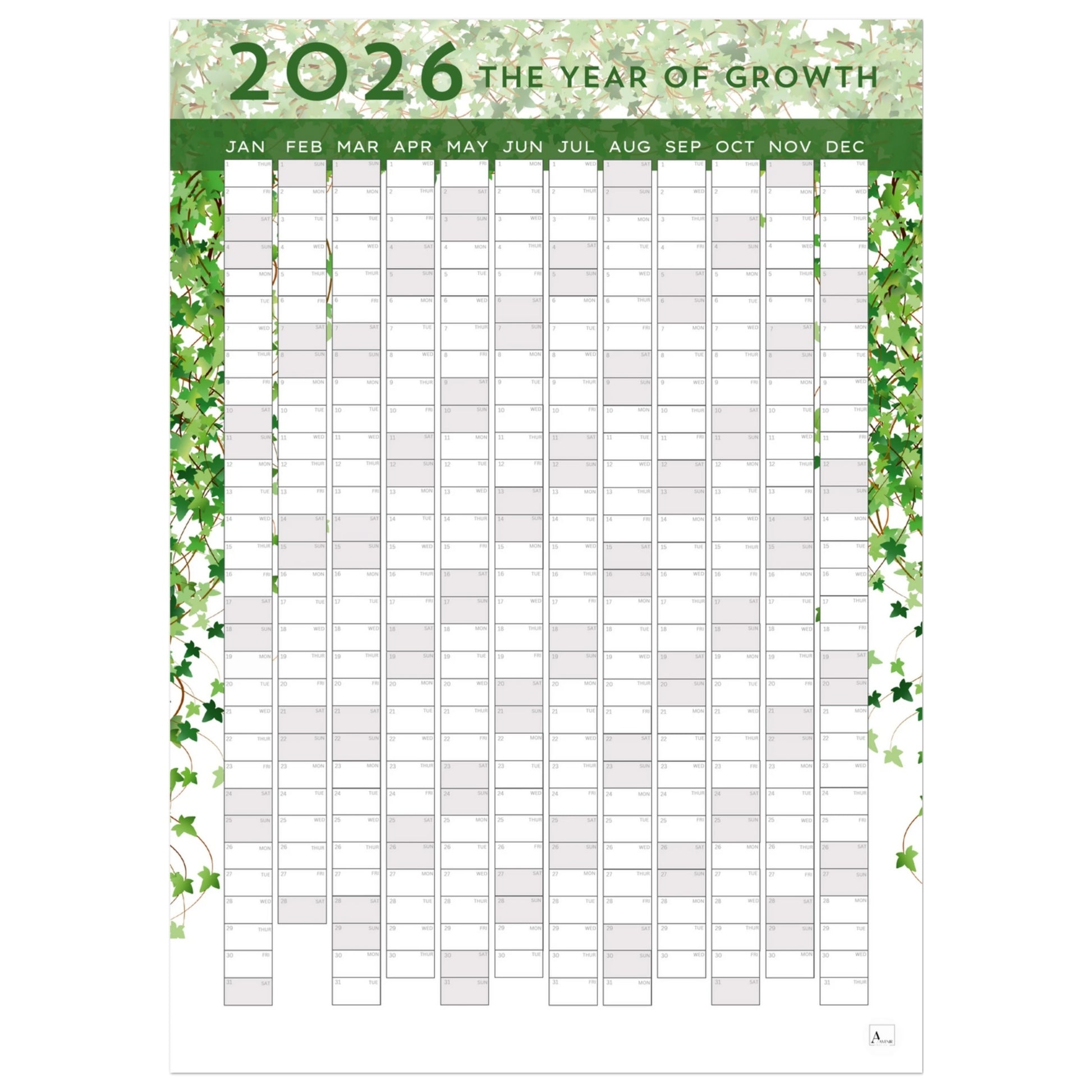 FINE IVY - The Year Of Growth 2026 wall planner 50x70cm