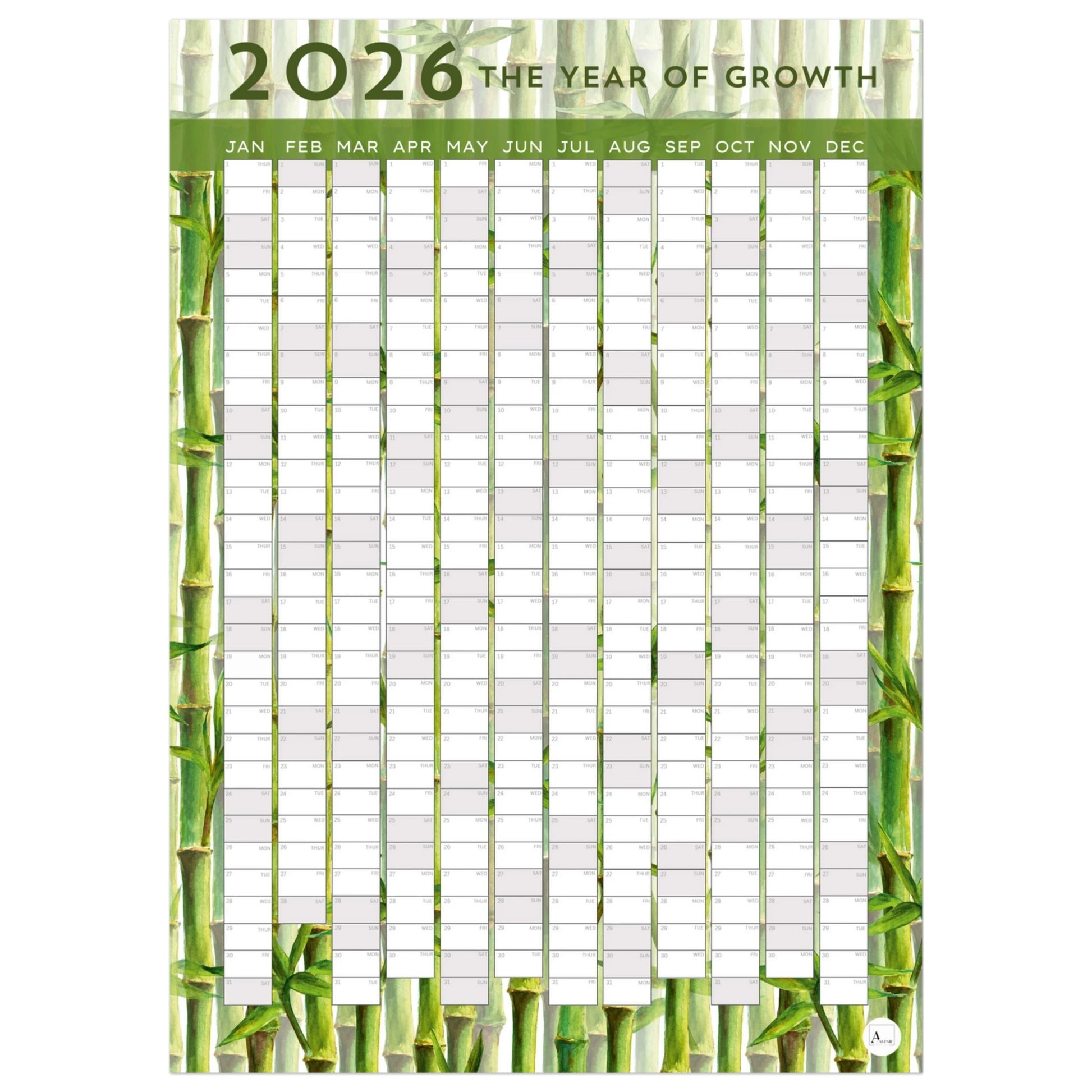 BAMBOO - The Year Of Growth 2026 wall planner 50x70cm