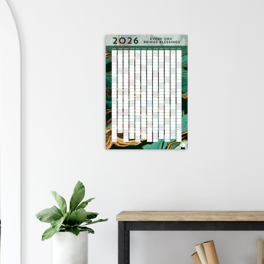 GOLDEN GREEN MARBLE - Every Day Brings Blessings 2026 wall planner 50x70cm