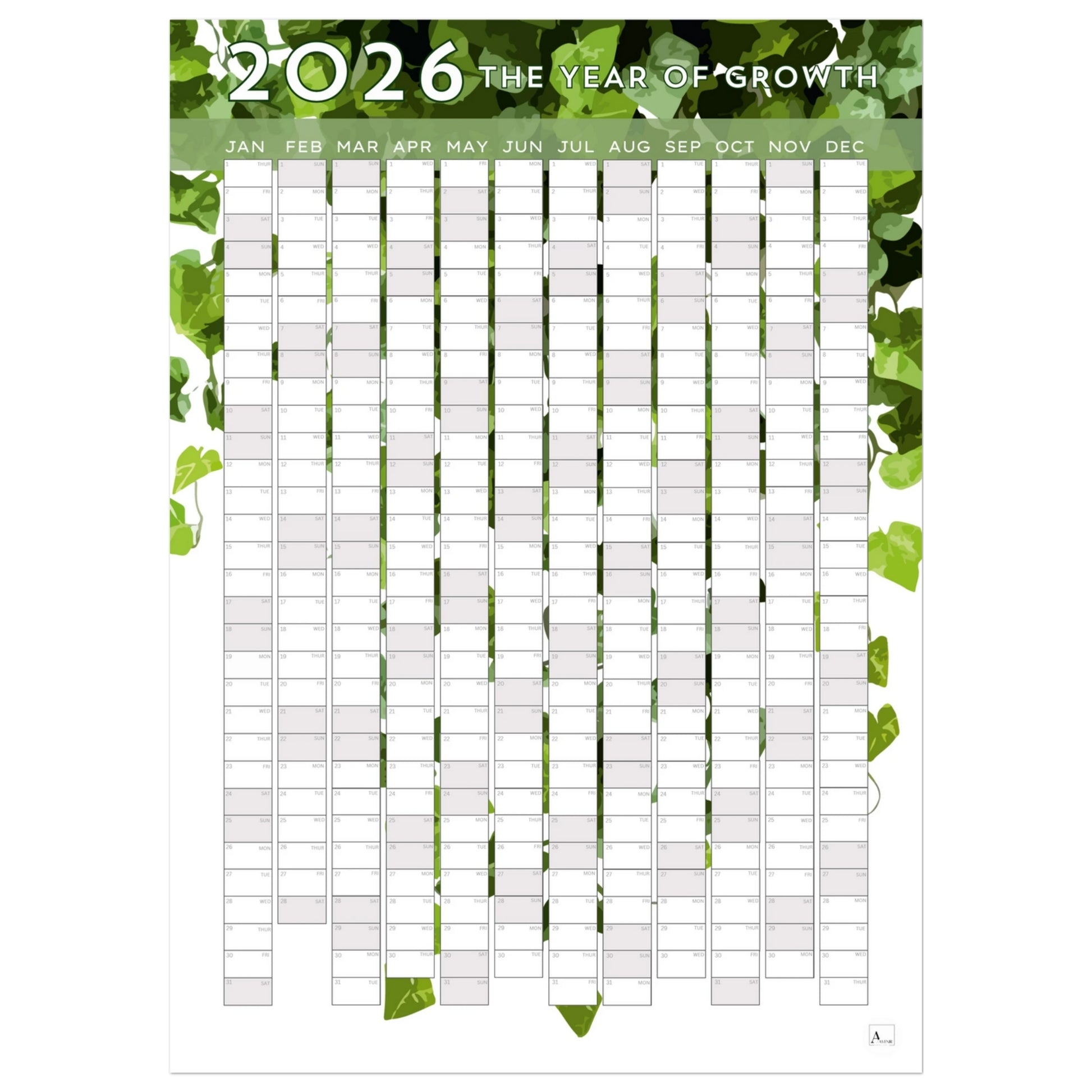 BUSHY IVY - The Year Of Growth 2026 wall planner 50x70cm