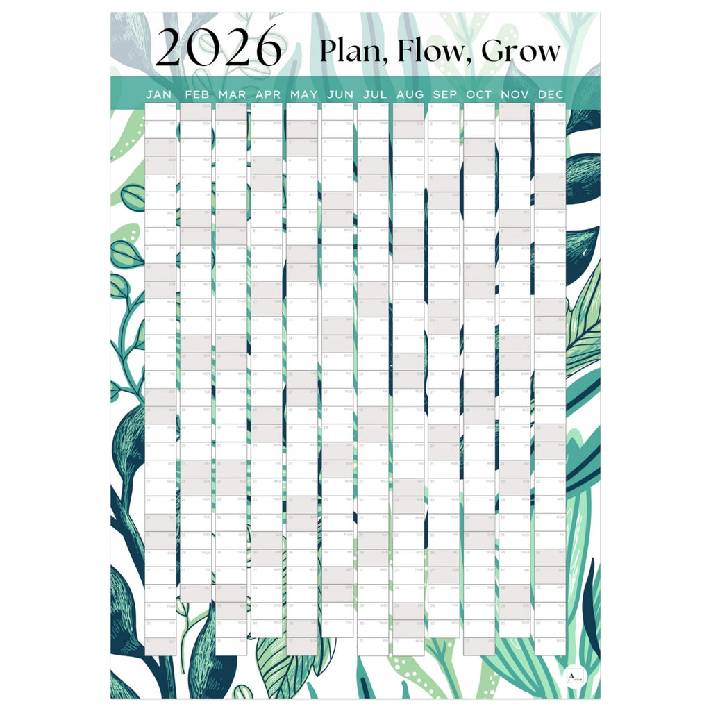 GREEN SHOOTS - Plan, Flow, Grow 2026 wall planner 50x70cm