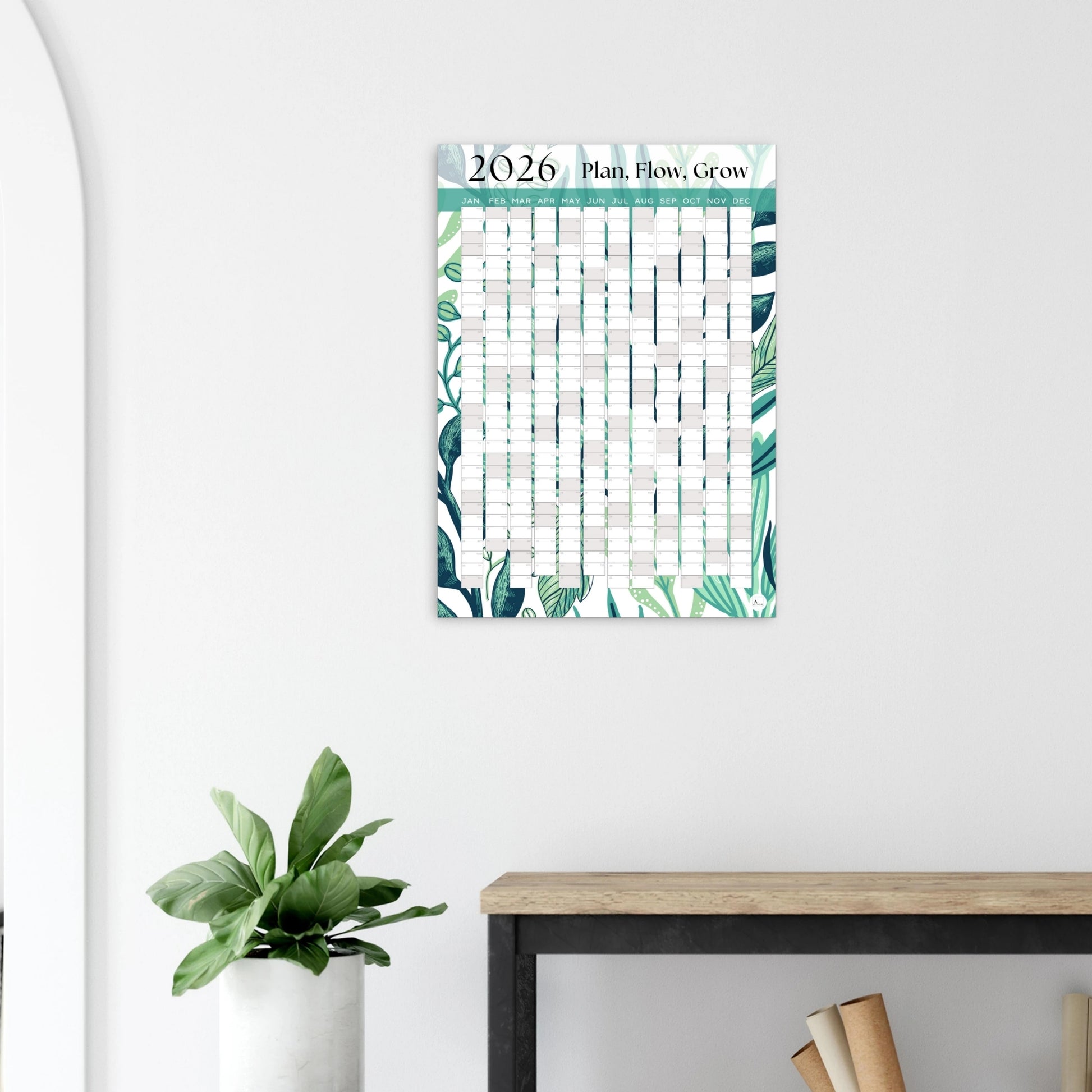 GREEN SHOOTS - Plan, Flow, Grow 2026 wall planner 50x70cm