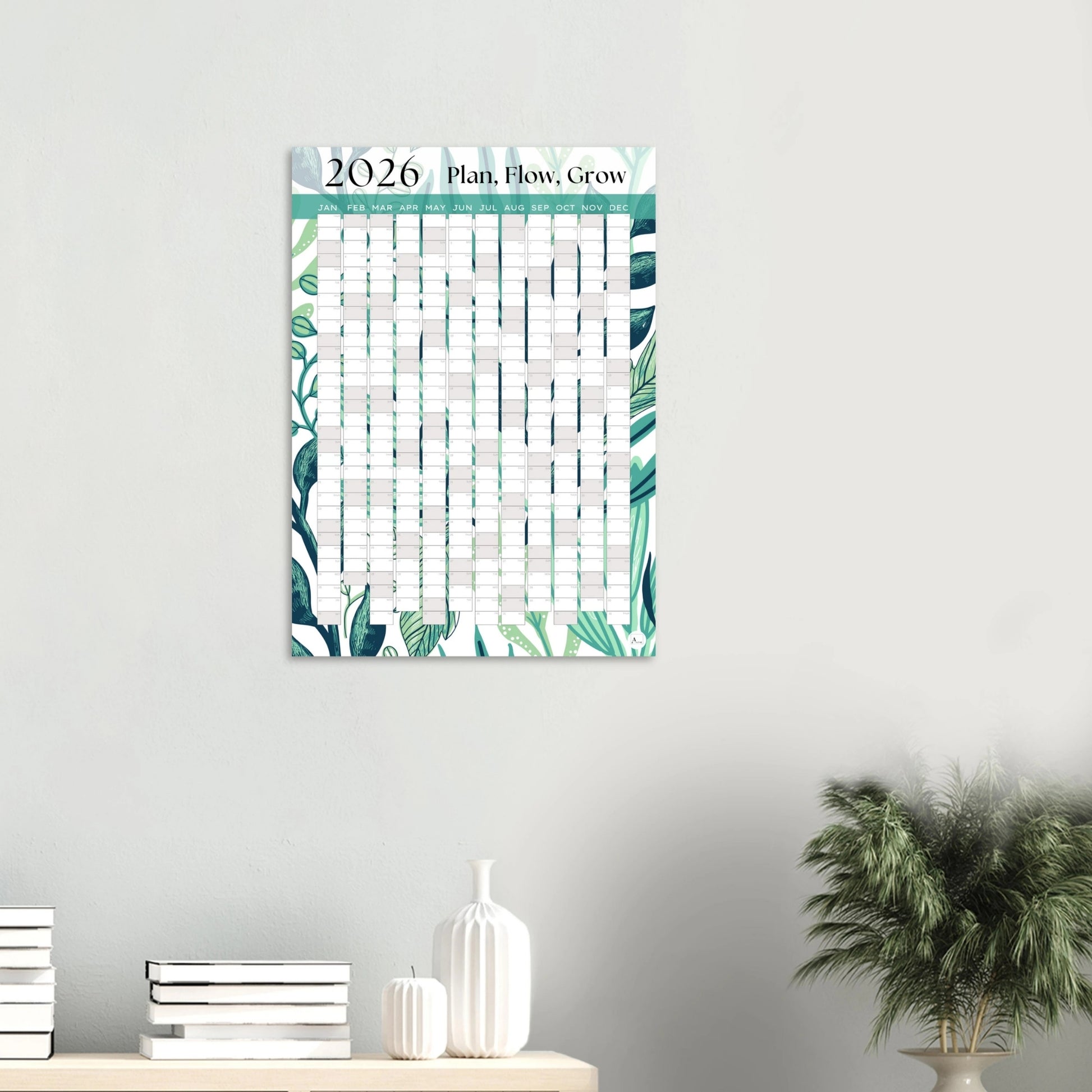 GREEN SHOOTS - Plan, Flow, Grow 2026 wall planner 50x70cm