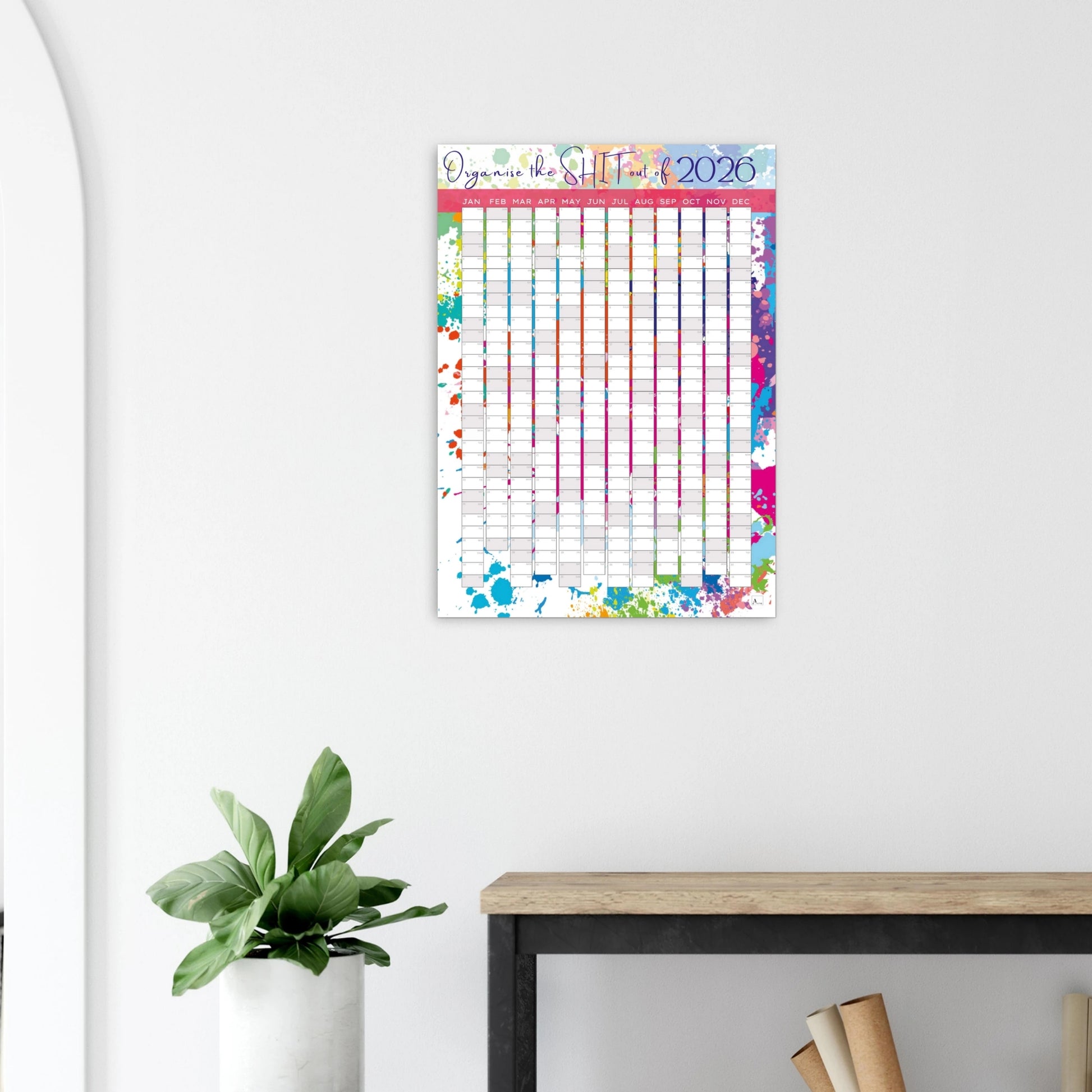 PAINT SPLATTER - Organise the SHIT out of 2026 wall planner 50x70cm