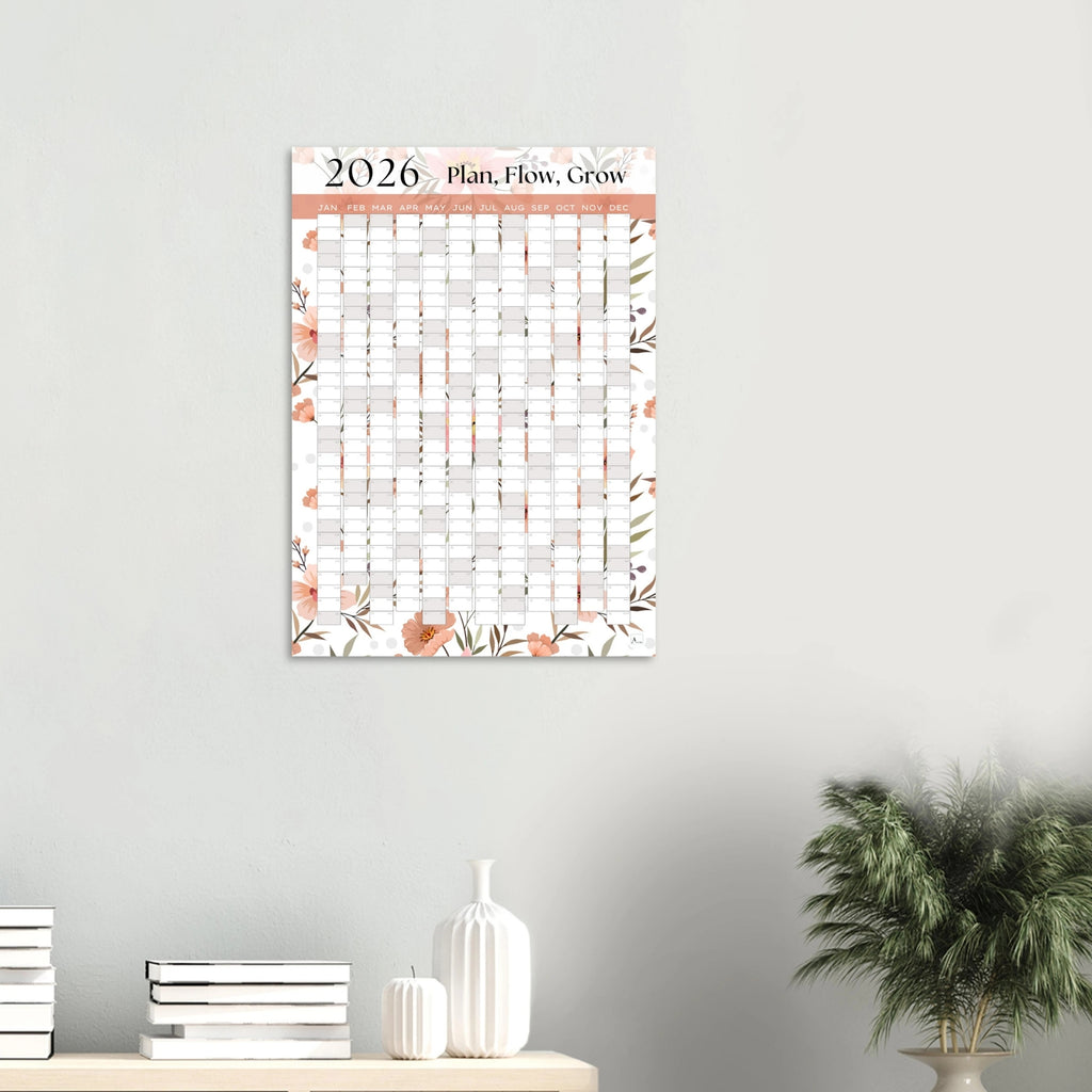 PEACH BLOOMS - Plan, Flow, Grow 2026 wall planner 50x70cm