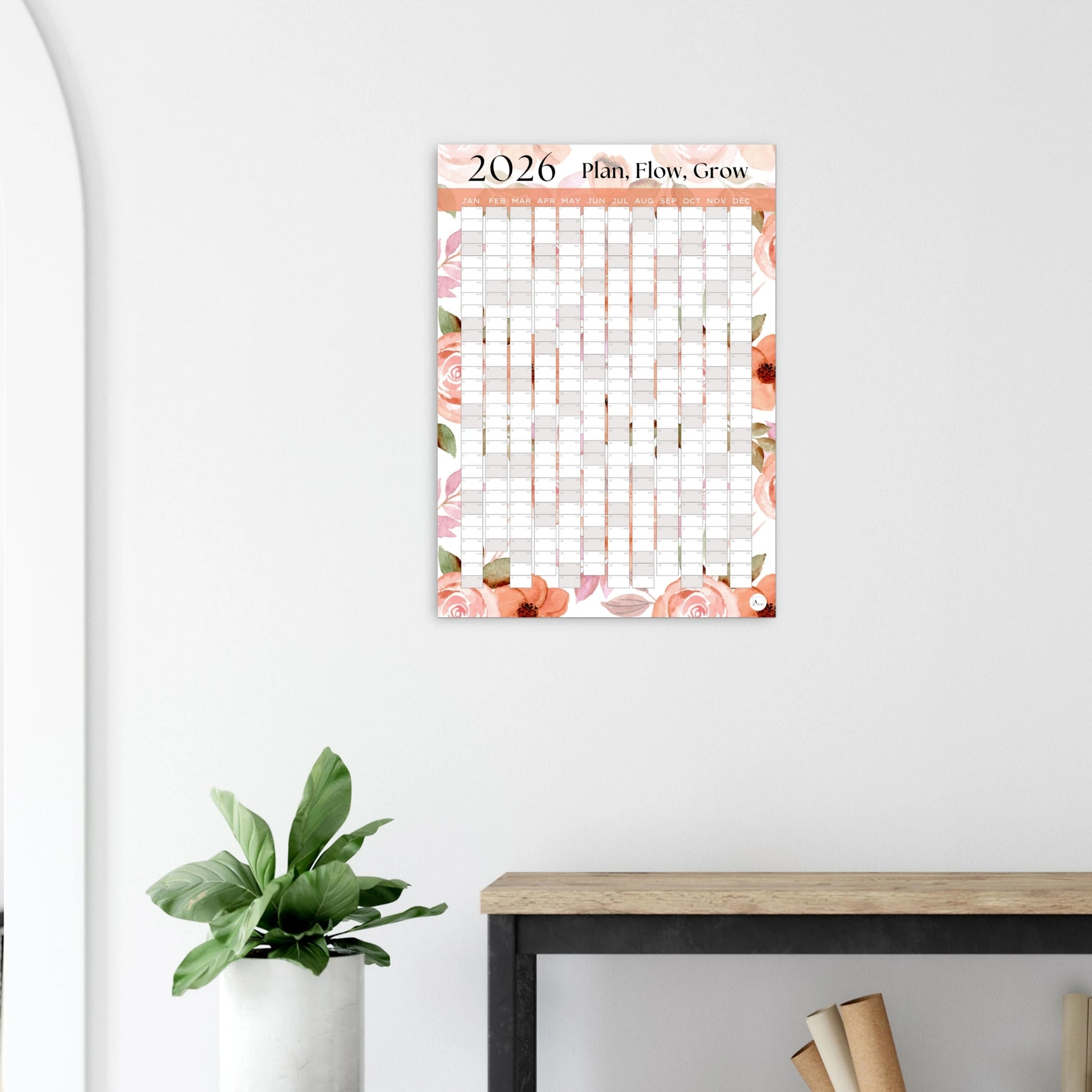 PEACHY POSIES - Plan, Flow, Grow 2026 wall planner 50x70cm