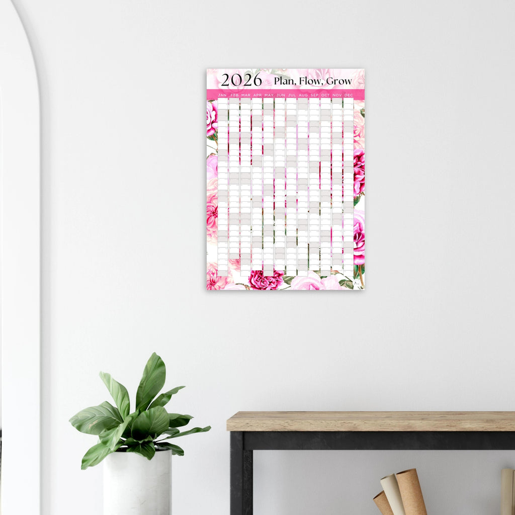 BLOOMING PINK - Plan, Flow, Grow 2026 wall planner 50x70cm