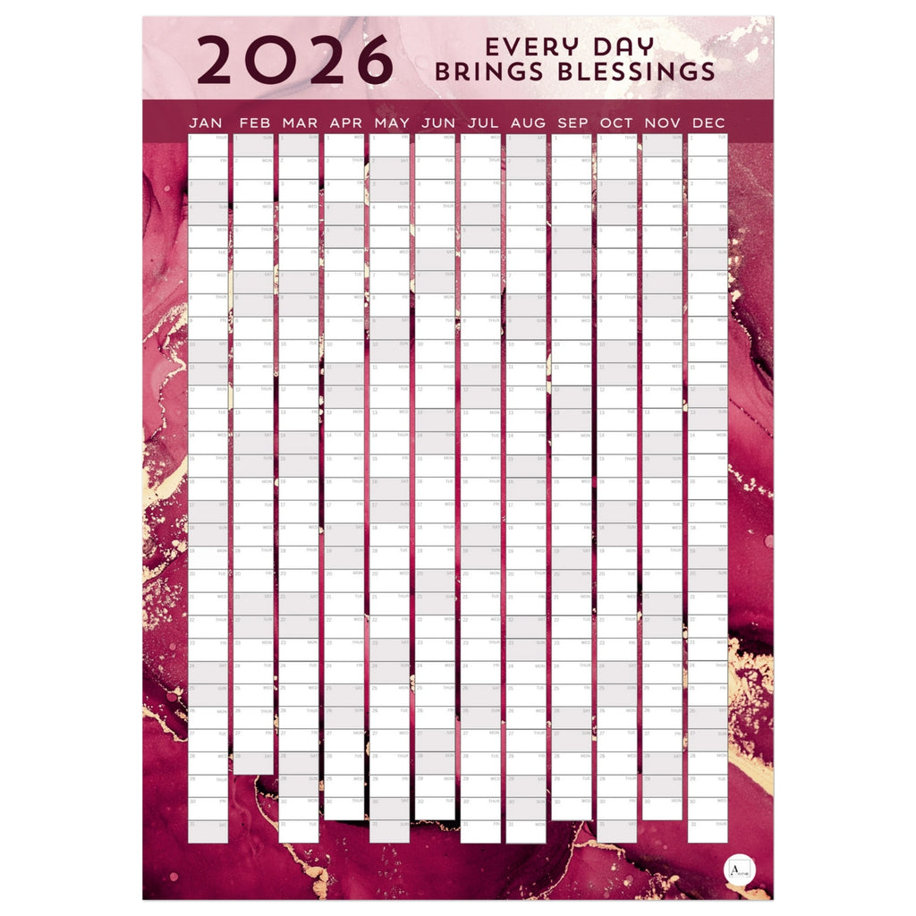GOLDEN PINK MARBLE - Every Day Brings Blessings 2026 wall planner 50x70cm