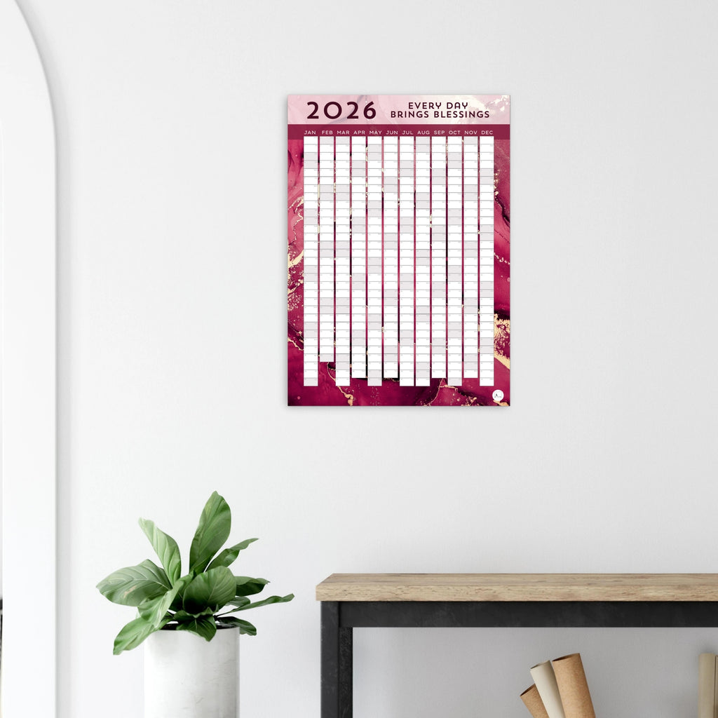 GOLDEN PINK MARBLE - Every Day Brings Blessings 2026 wall planner 50x70cm