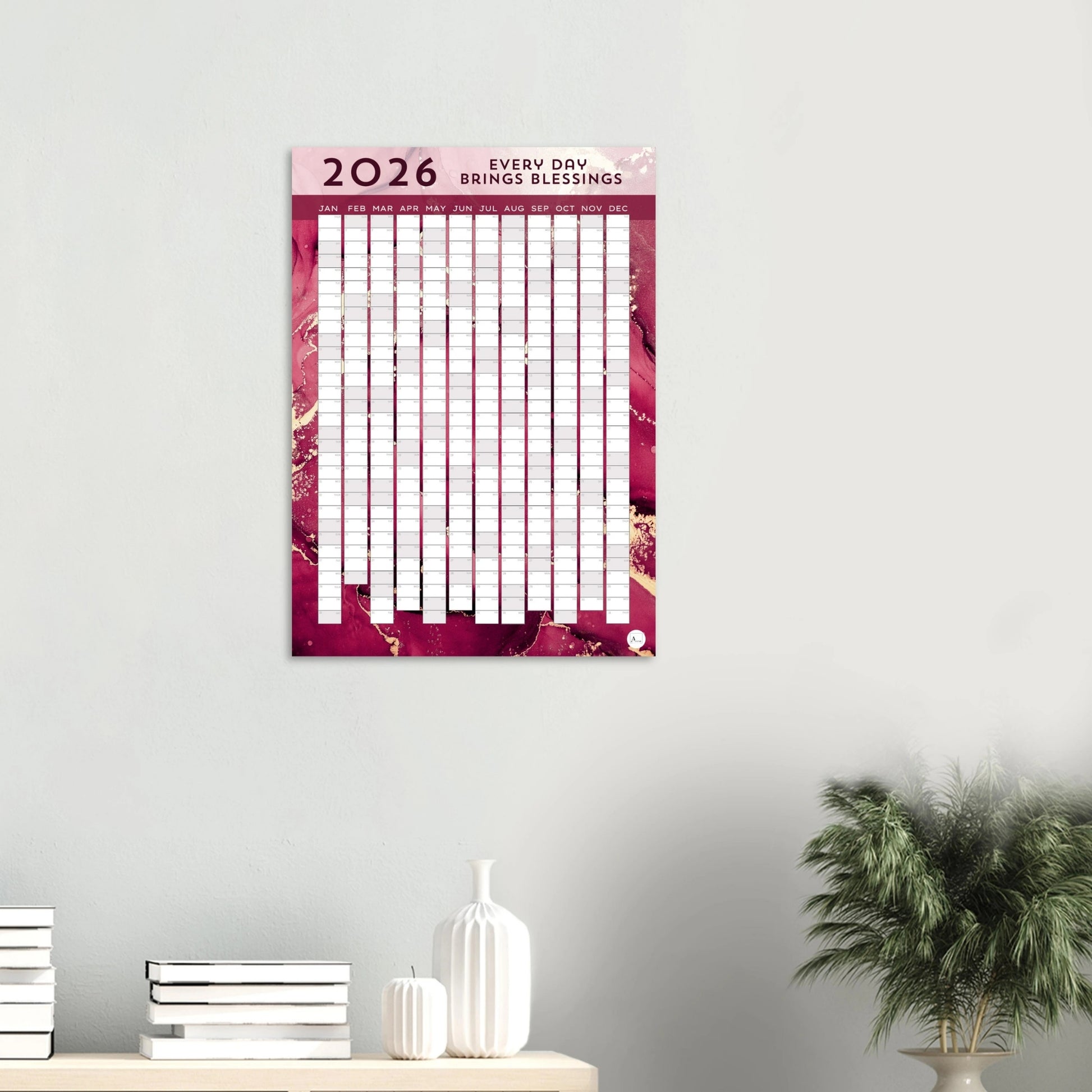 GOLDEN PINK MARBLE - Every Day Brings Blessings 2026 wall planner 50x70cm