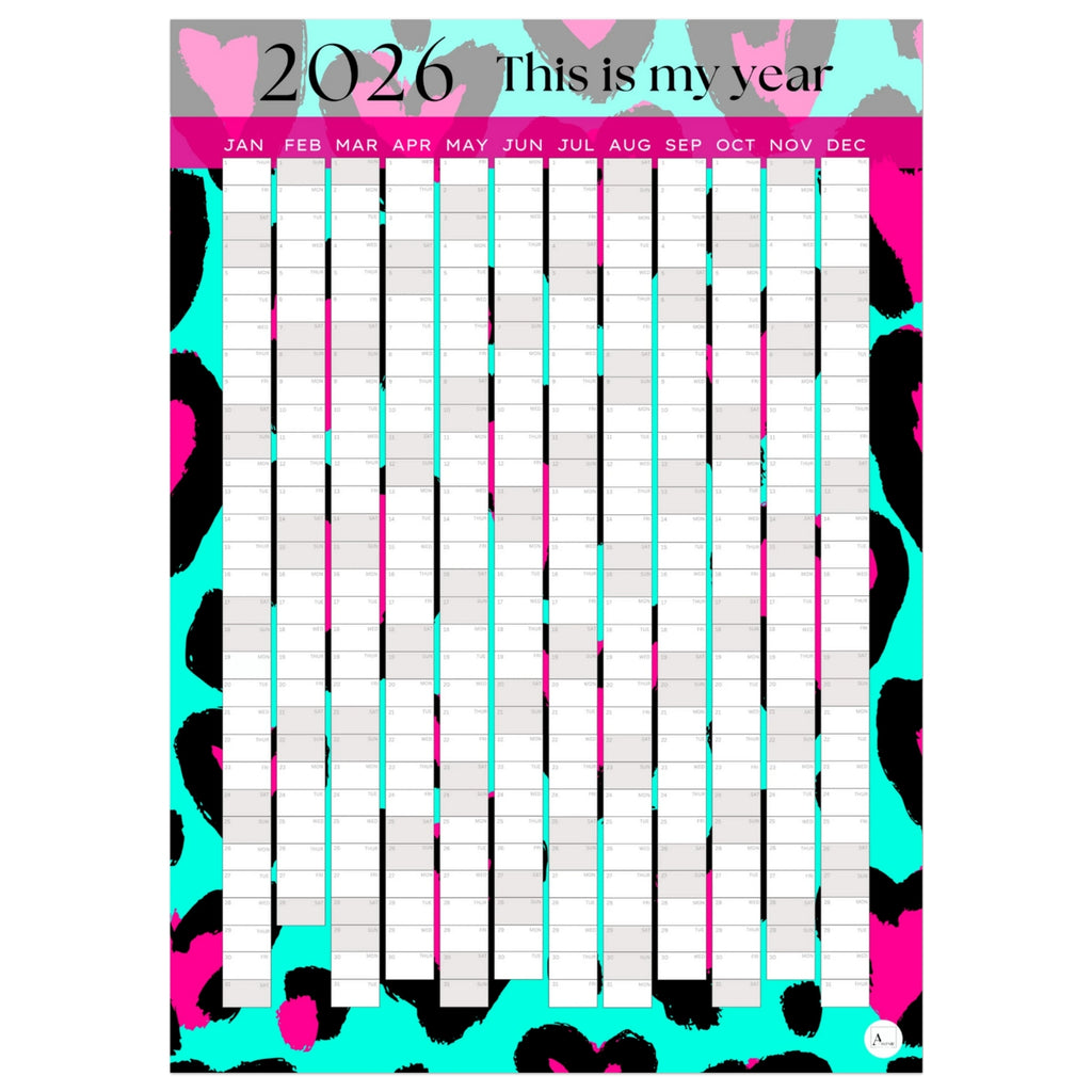 LEOPARD HEARTS - This is my year 2026 wall planner 50x70cm