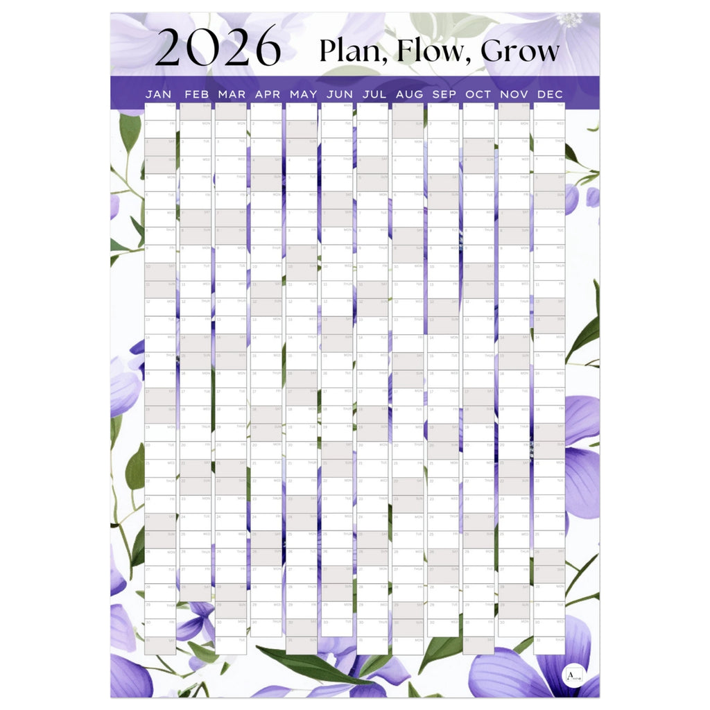 LILAC BLOOMS - Plan, Flow, Grow 2026 wall planner 50x70cm