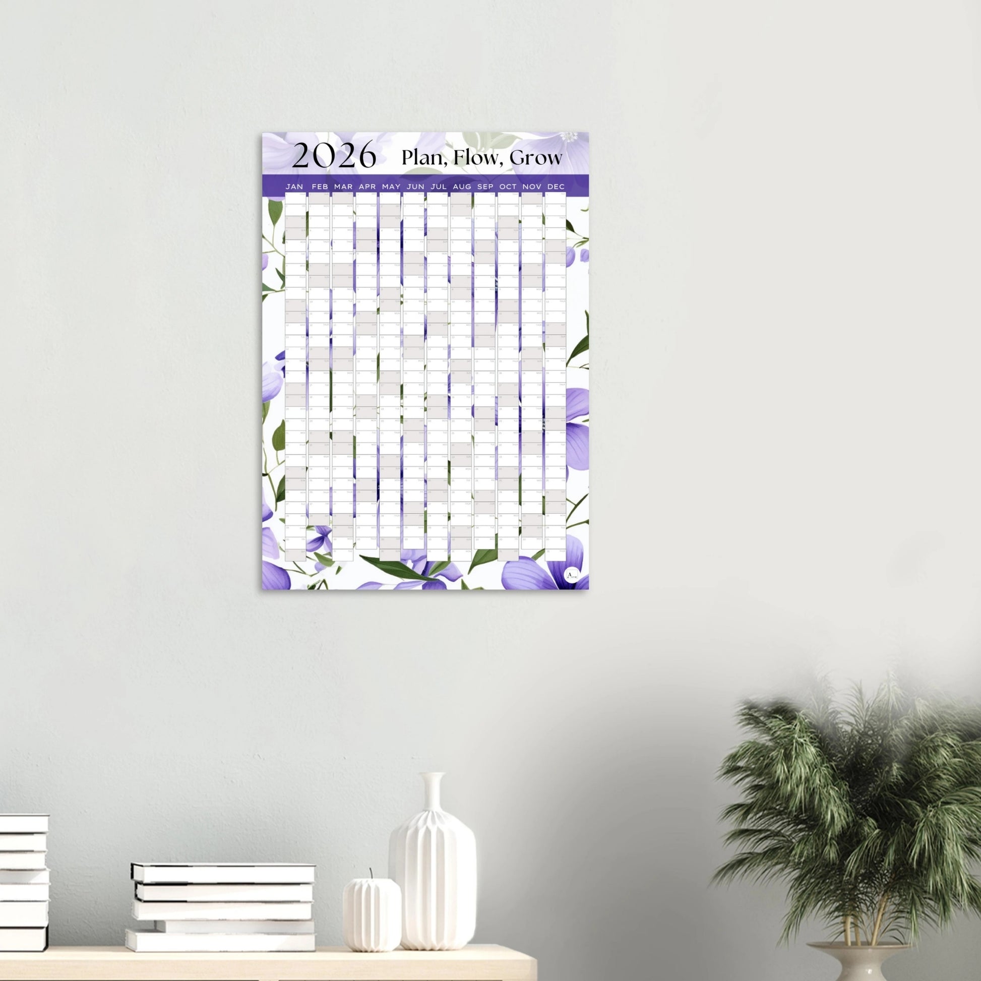 LILAC BLOOMS - Plan, Flow, Grow 2026 wall planner 50x70cm