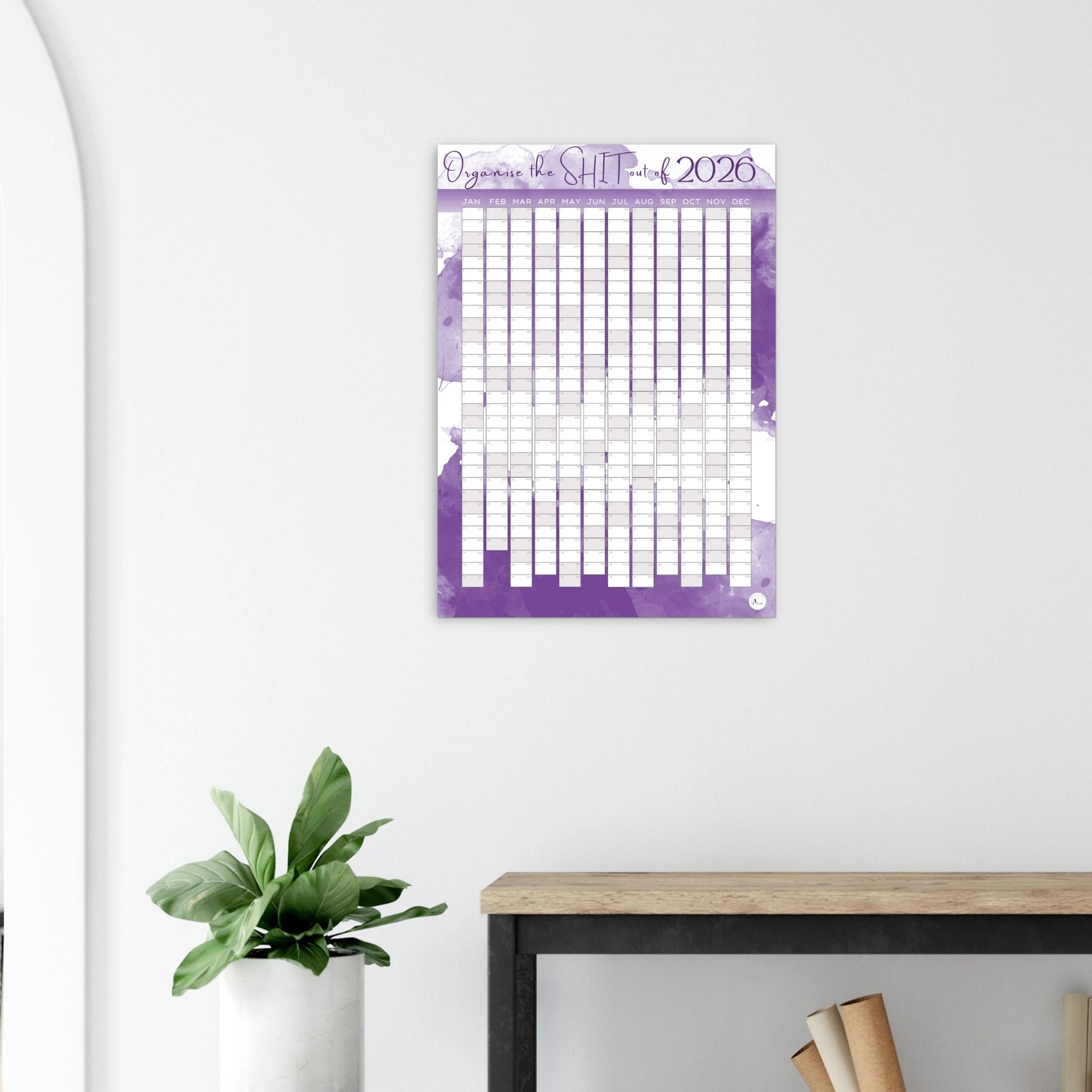 PURPLE FLOW - Organise the SHIT out of 2026 wall planner 50x70cm
