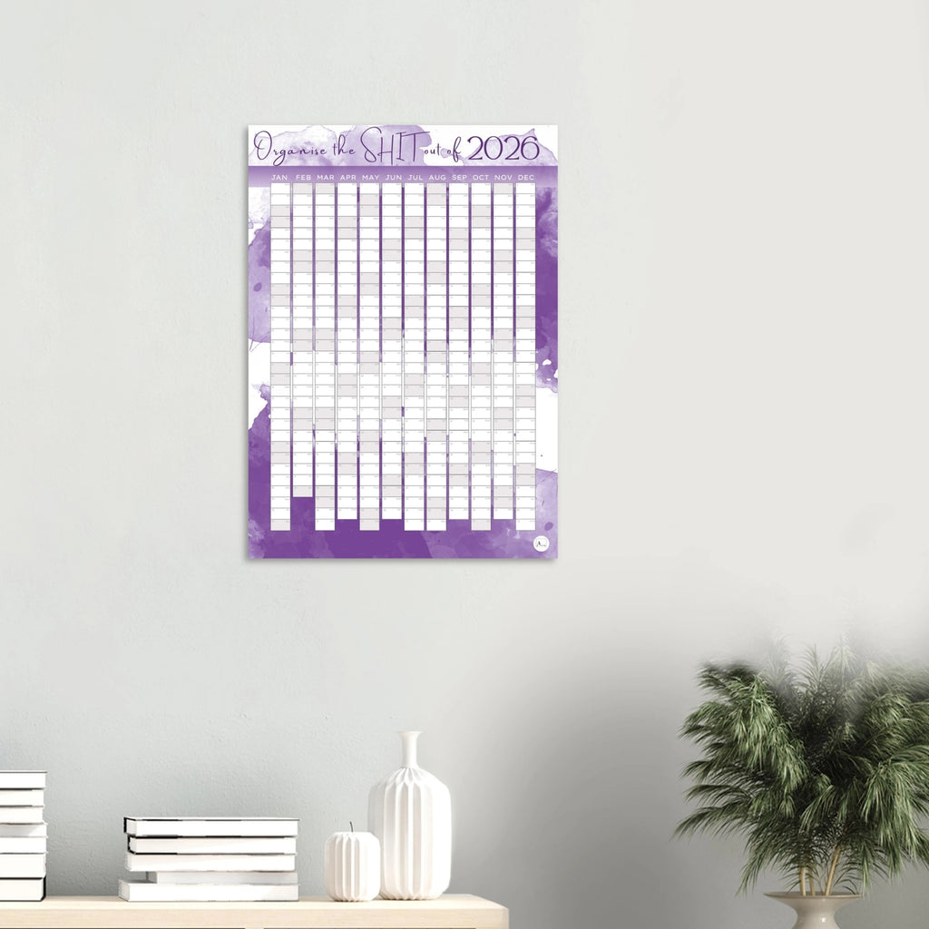 PURPLE FLOW - Organise the SHIT out of 2026 wall planner 50x70cm