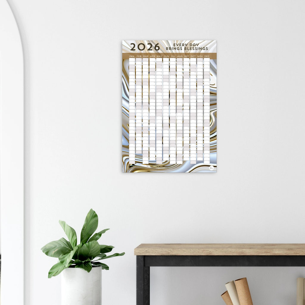 METALLIC SHIMMER - Every Day Brings Blessings 2026 wall planner 50x70cm