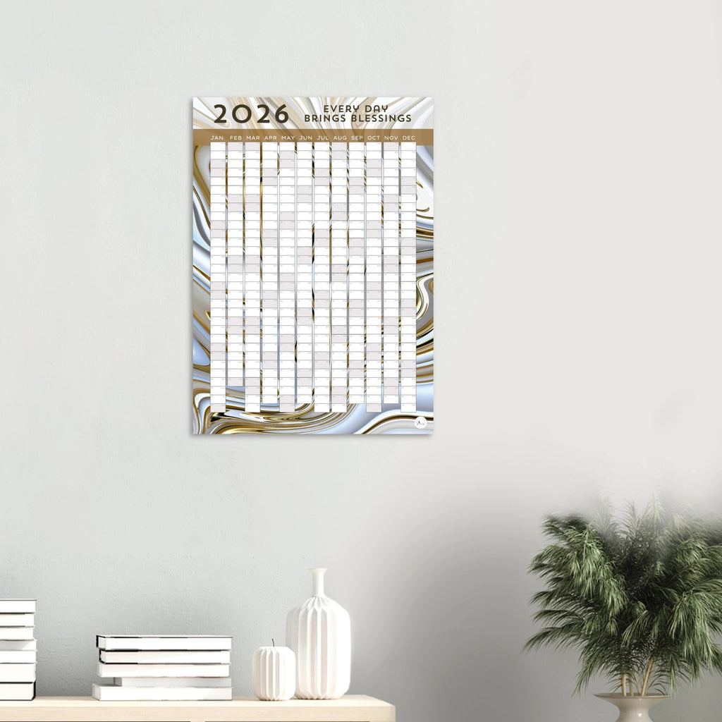 METALLIC SHIMMER - Every Day Brings Blessings 2026 wall planner 50x70cm