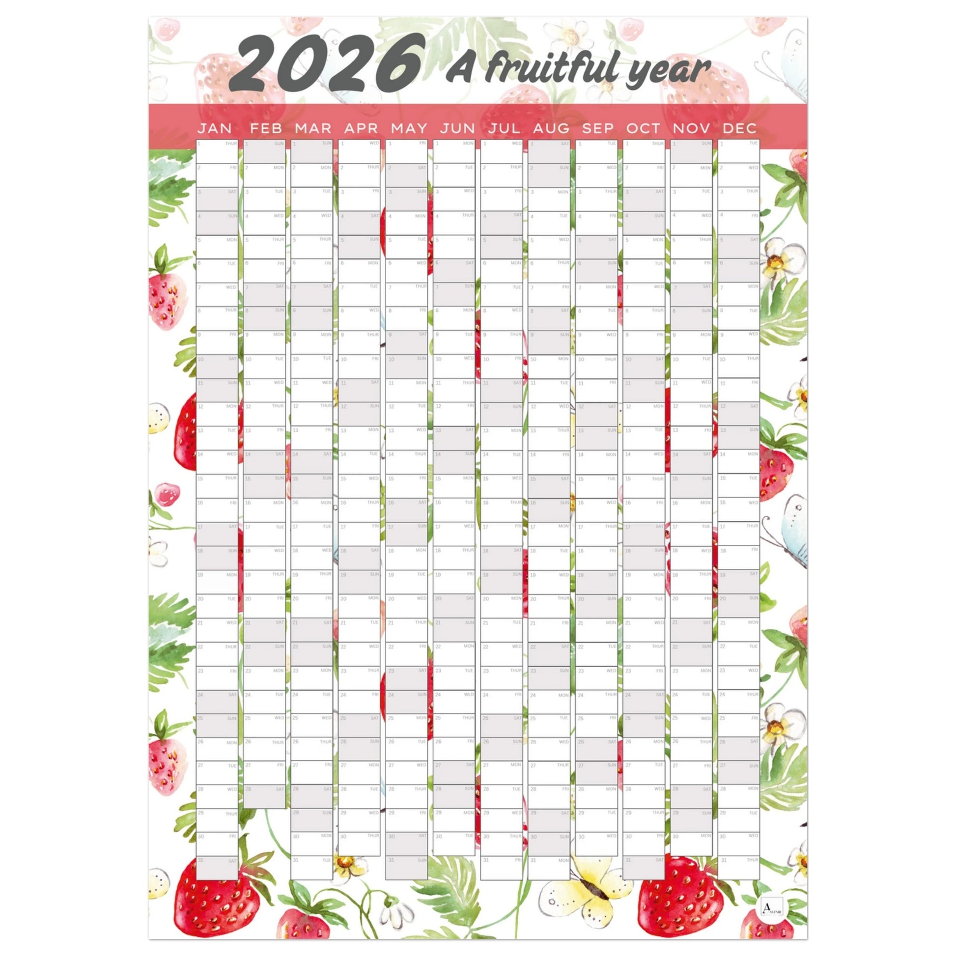 STRAWBS - A Fruitful Year 2026 wall planner 50x70cm