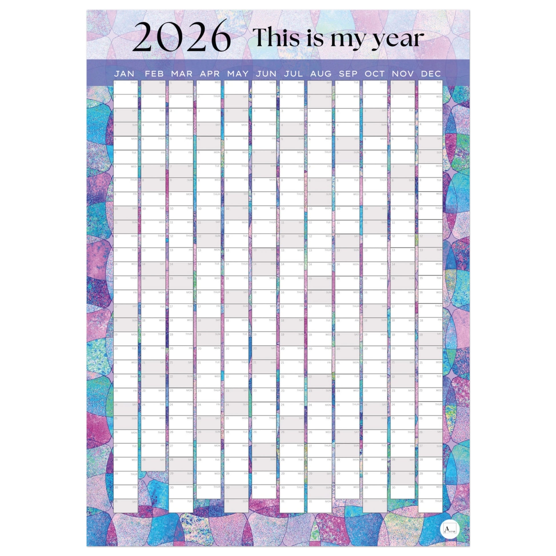PURPLE KALEIDO - This is my year 2026 wall planner 50x70cm