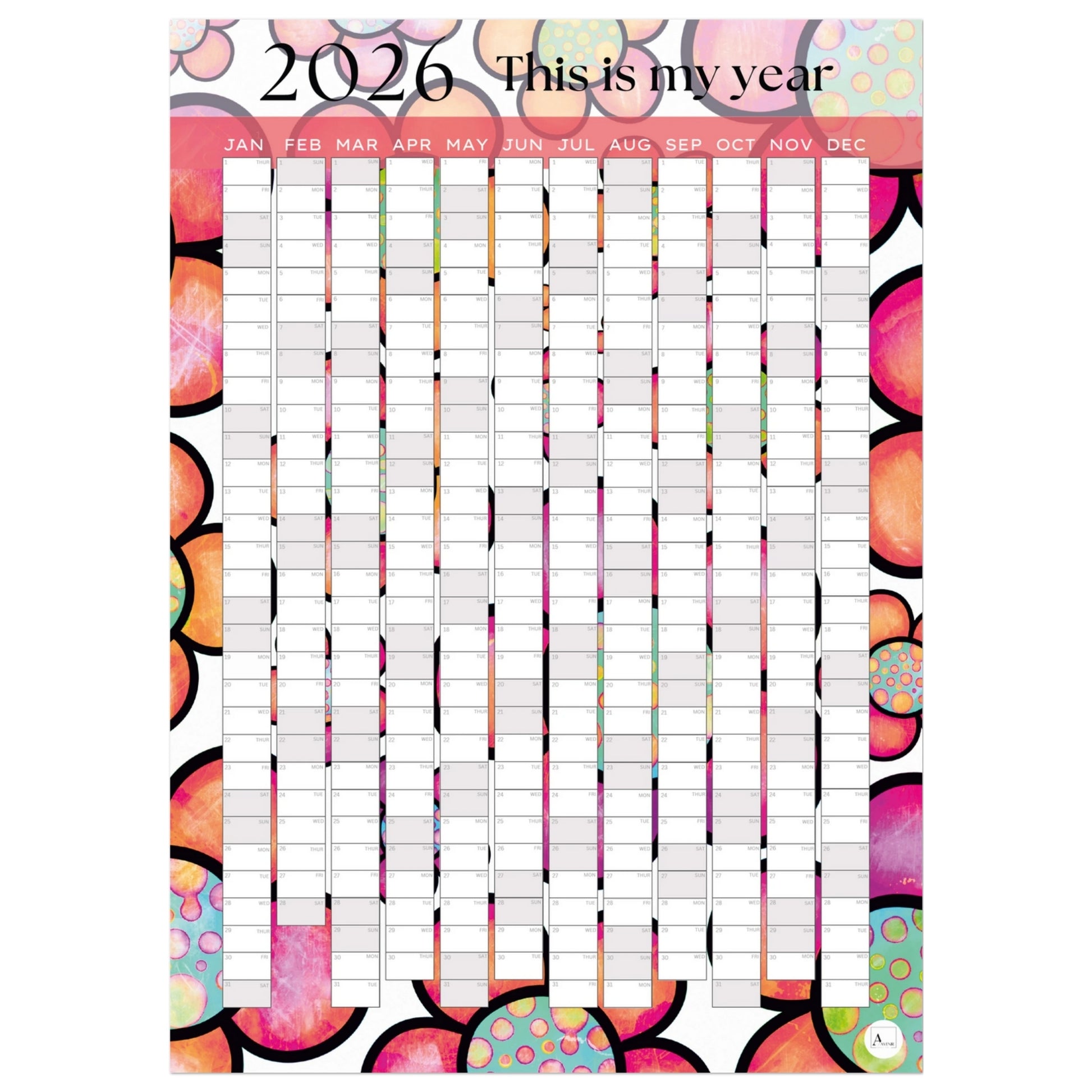 TRIPPY FLOWERS - This is my year 2026 wall planner 50x70cm