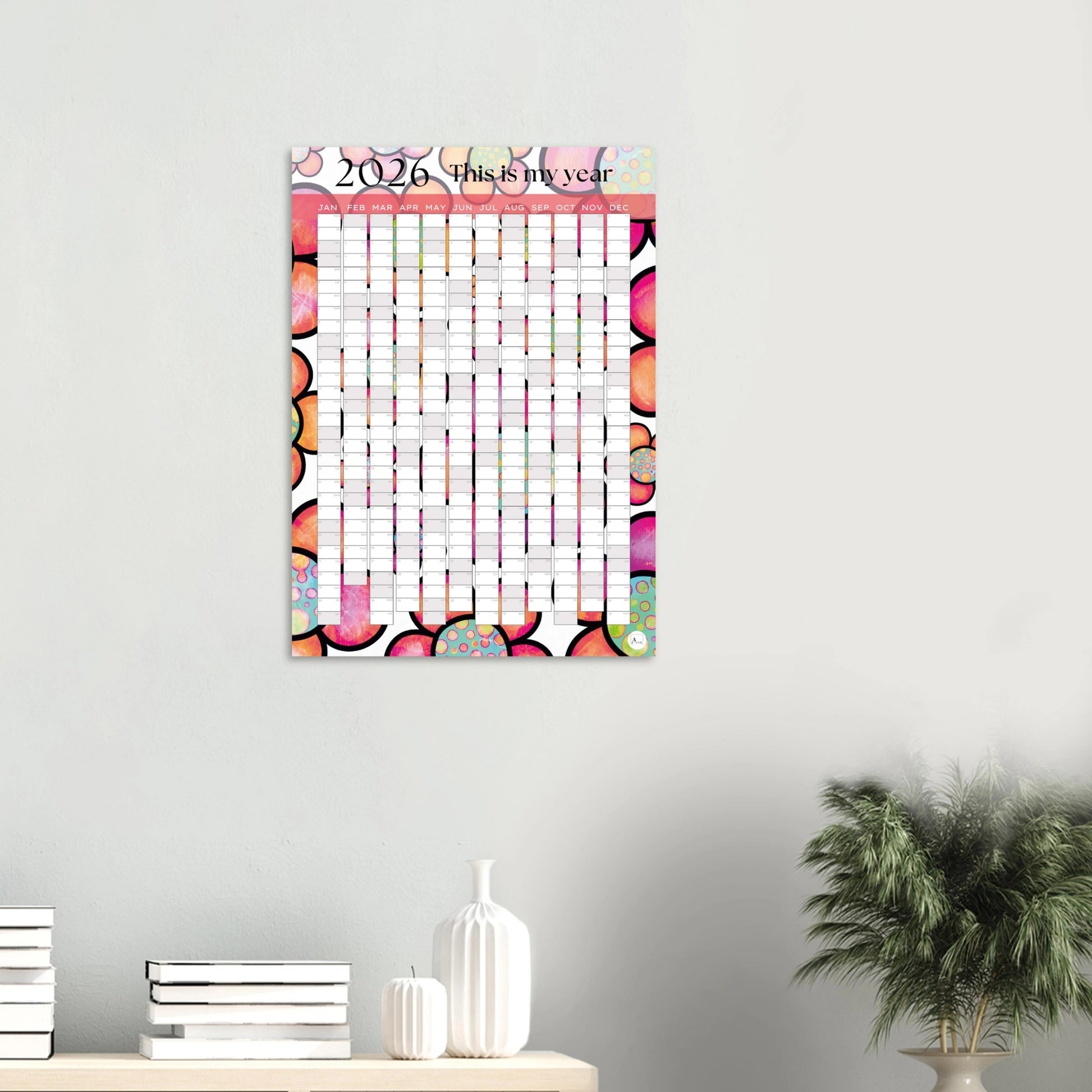 TRIPPY FLOWERS - This is my year 2026 wall planner 50x70cm