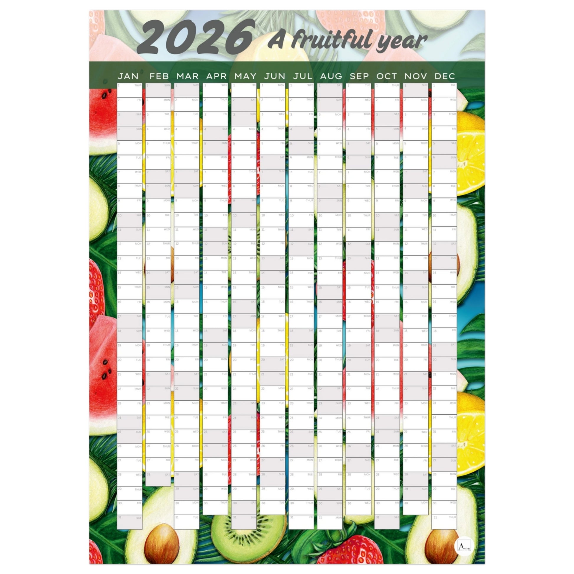 DELISH - A Fruitful Year 2026 wall planner 50x70cm