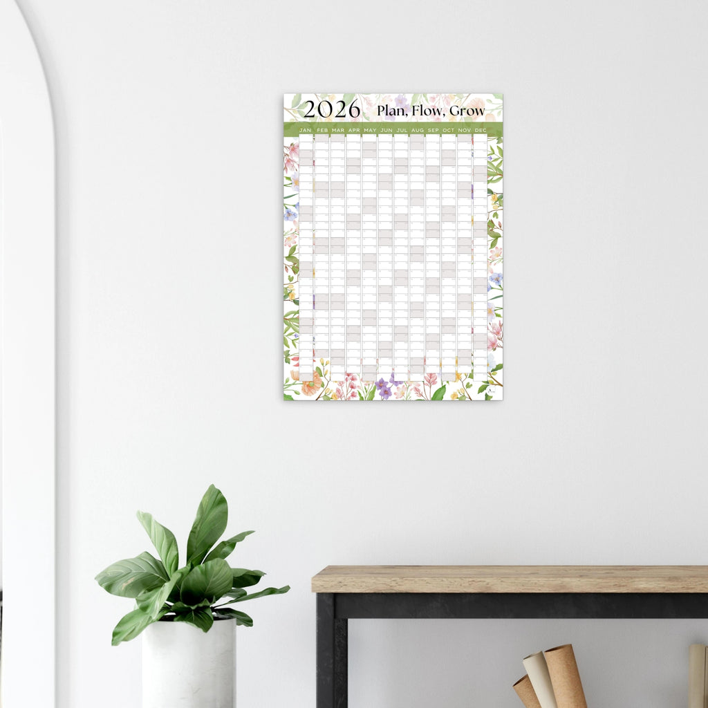 WILD FLOWERS - Plan, Flow, Grow 2026 wall planner 50x70cm