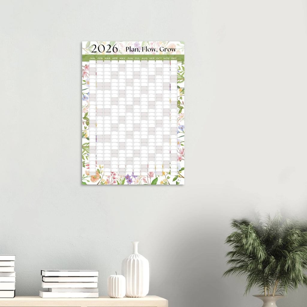 WILD FLOWERS - Plan, Flow, Grow 2026 wall planner 50x70cm