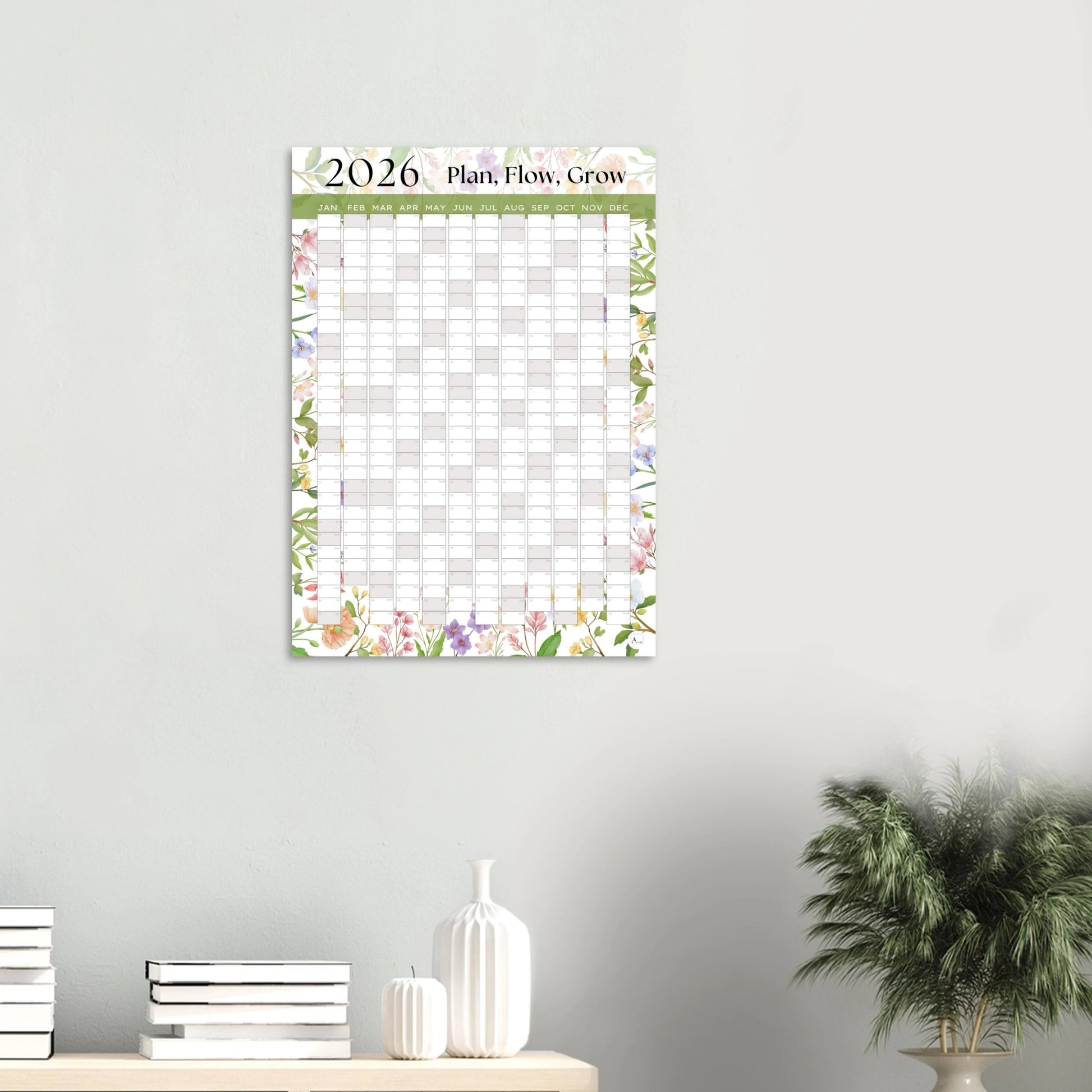 WILD FLOWERS - Plan, Flow, Grow 2026 wall planner 50x70cm